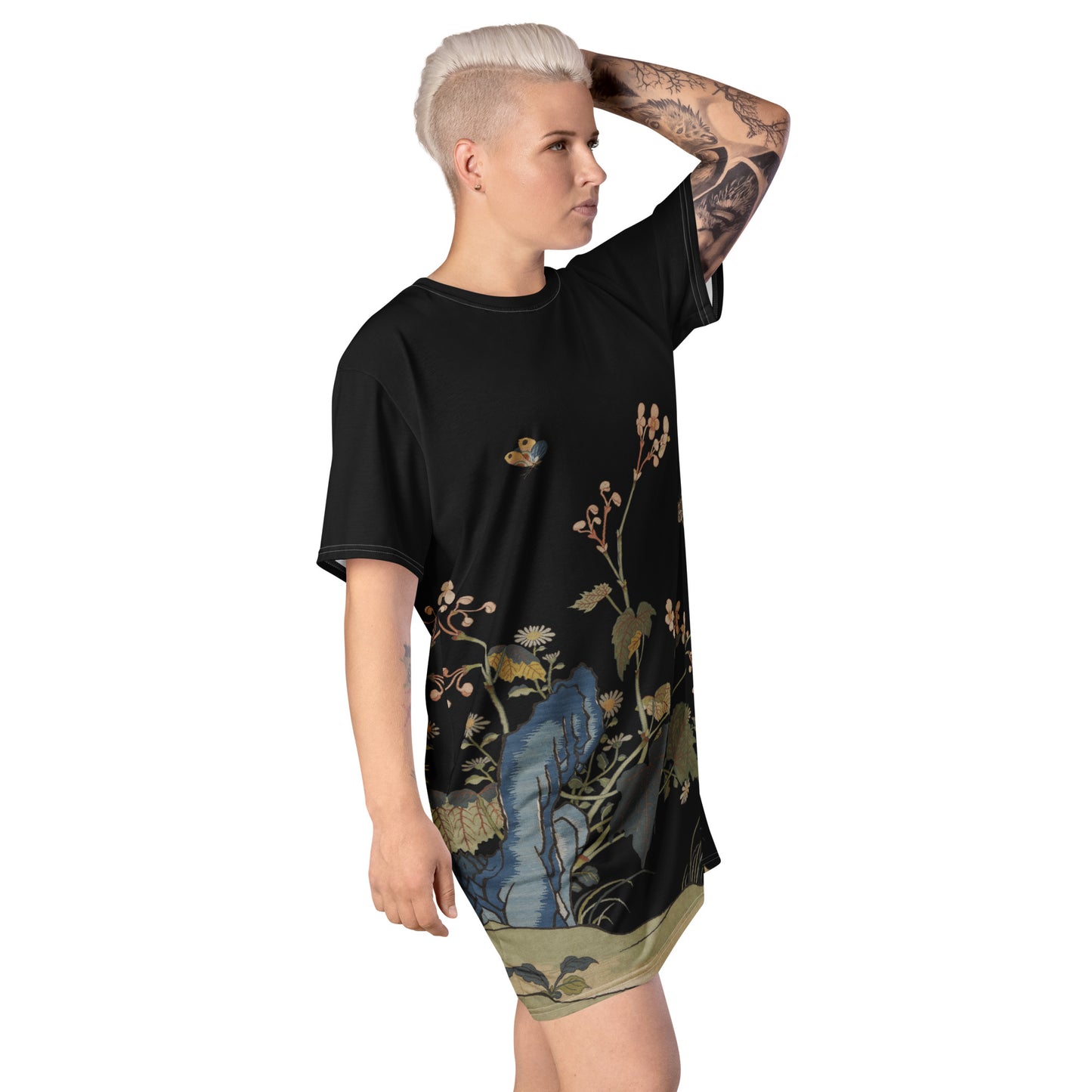 Kesi Flower Album｜Begonia Blossoms｜T-shirt dress｜Black