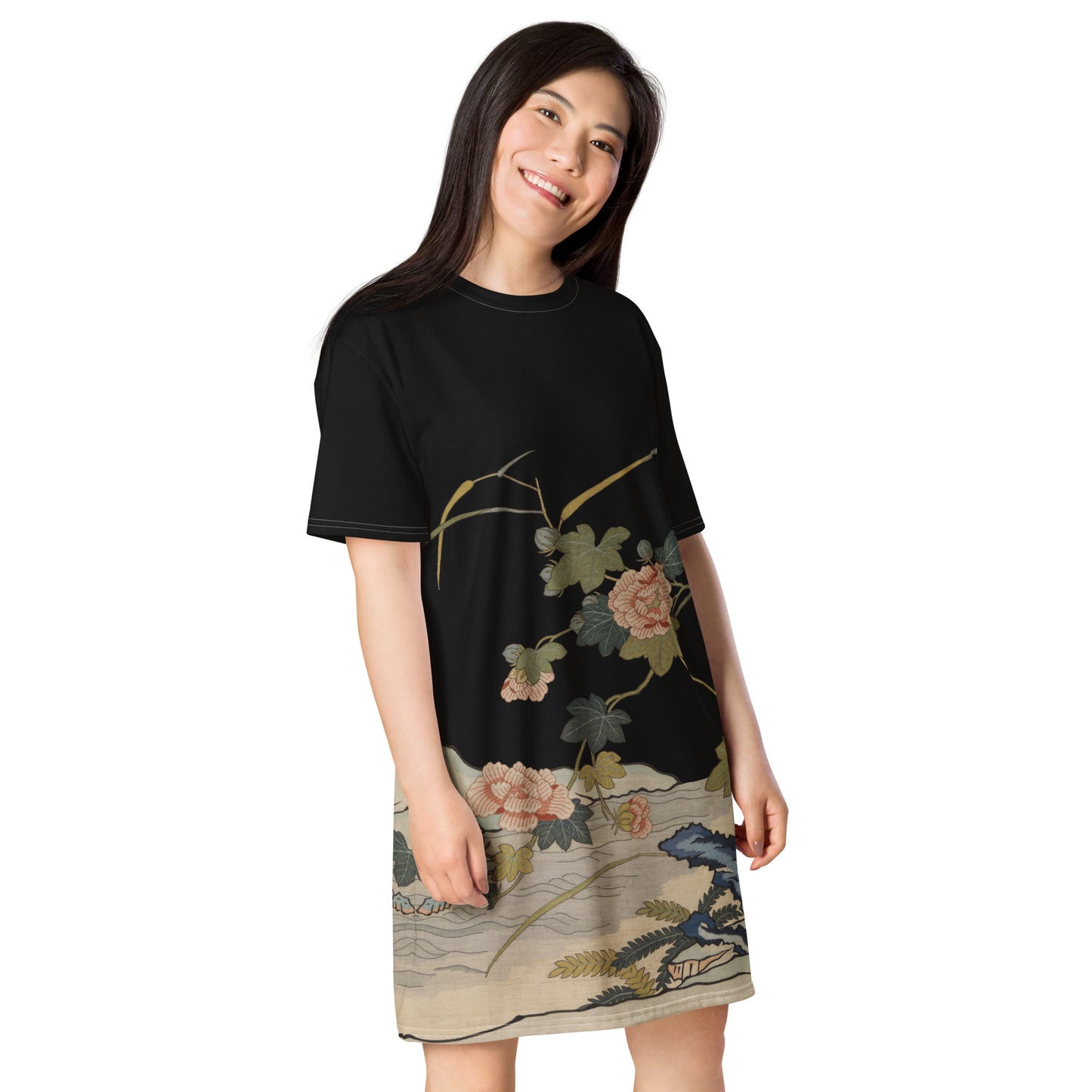 Kesi Flower Album｜Hibiscus by the Water｜T-shirt dress｜Black