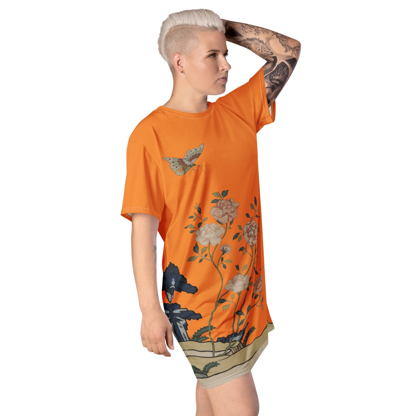 Kesi Flower Album｜Red Roses｜T-shirt dress｜Orange