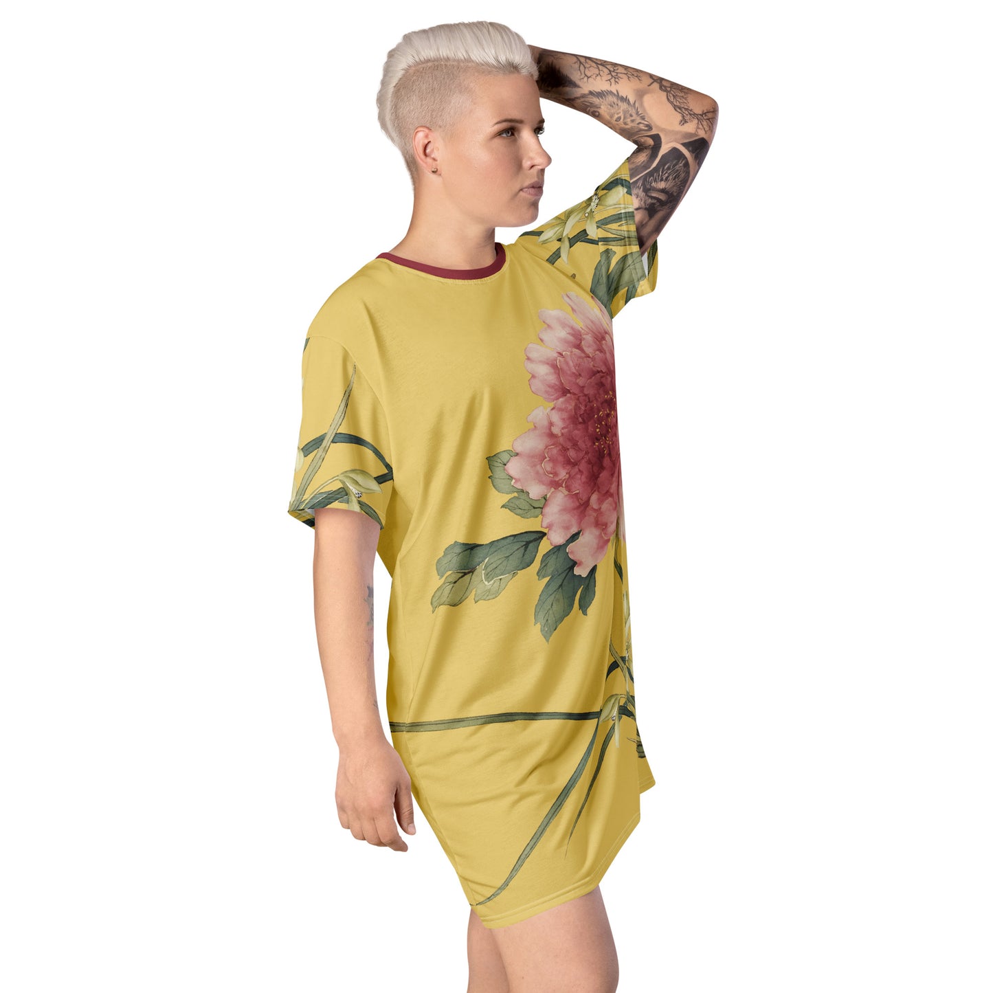 The Spirit of Flowers in Twelve Months｜Orchid and Tree Peony in Bloom｜T-shirt dress｜Gold