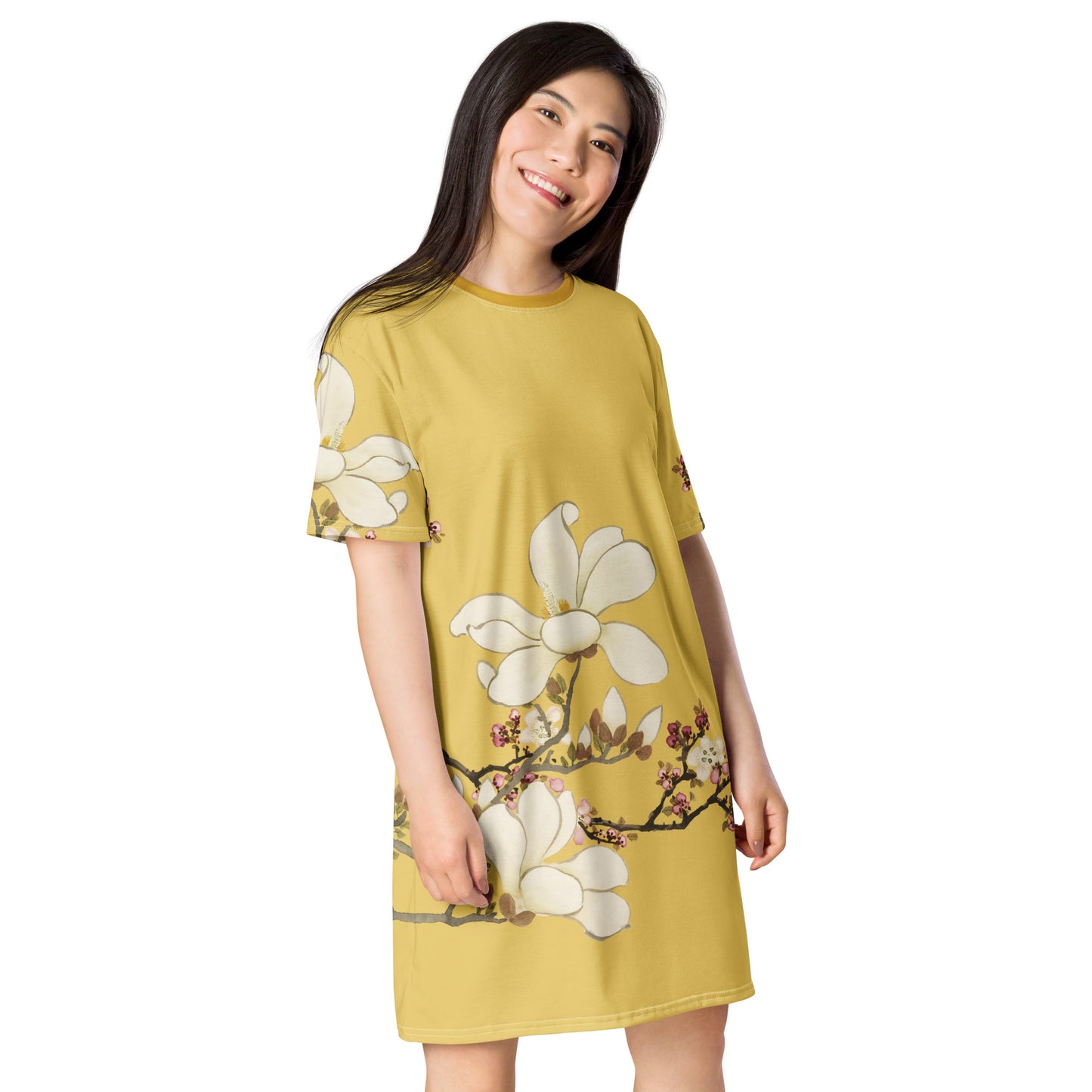 The Spirit of Flowers in Twelve Months｜Apricot and Lily Magnolia in Blossom｜T-shirt dress｜Gold