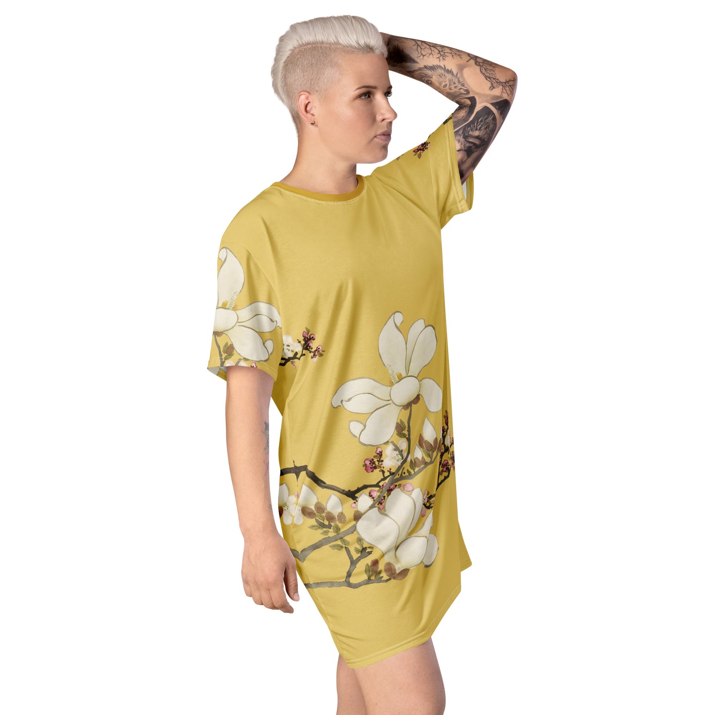 The Spirit of Flowers in Twelve Months｜Apricot and Lily Magnolia in Blossom｜T-shirt dress｜Gold