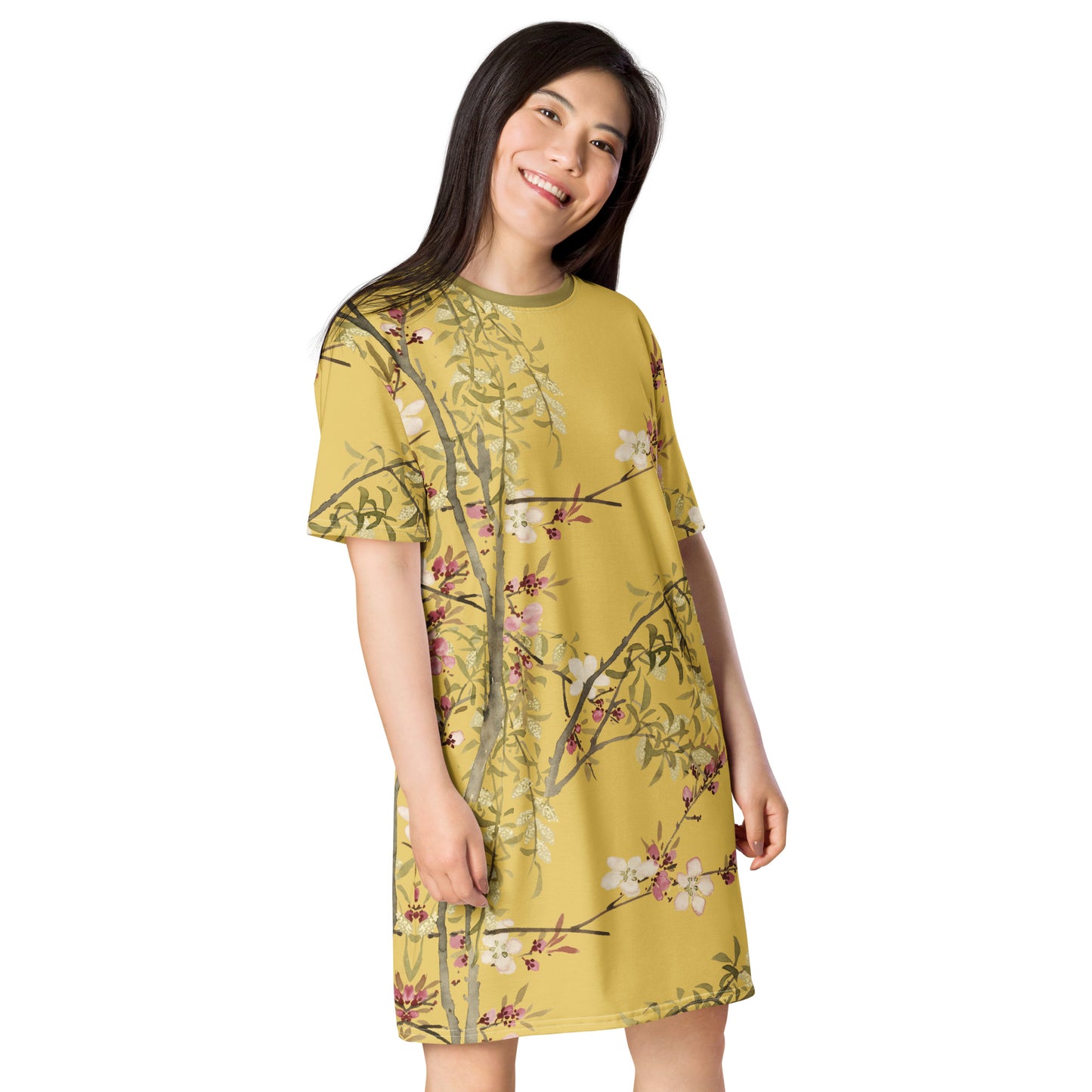 The Spirit of Flowers in Twelve Months｜Willow and Peach Blossom｜T-shirt dress｜Orange