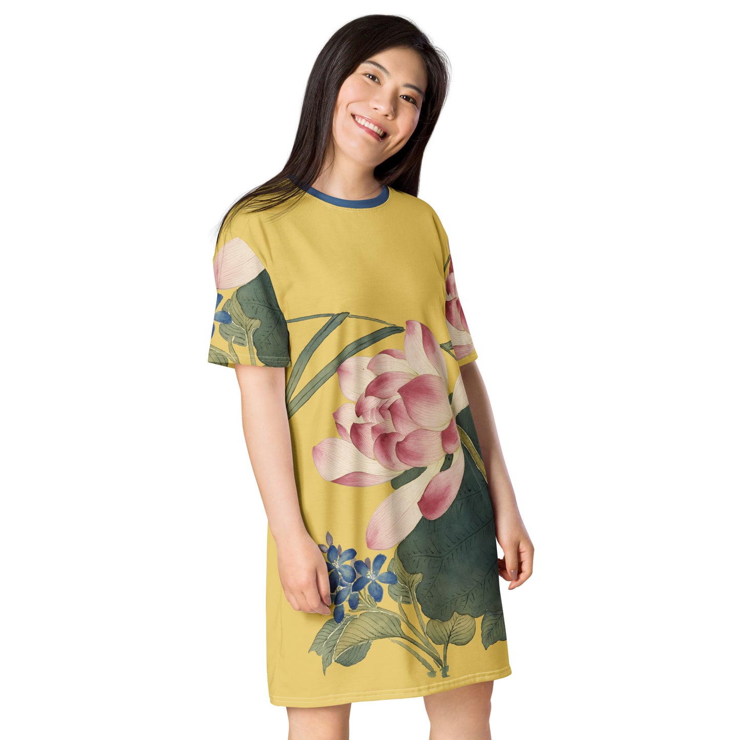 The Spirit of Flowers in Twelve Months｜Lotus in Bloom｜T-shirt dress｜Gold