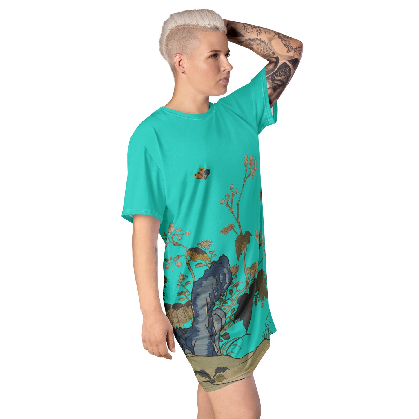 Kesi Flower Album｜Begonia Blossoms｜T-shirt dress｜Turquoise