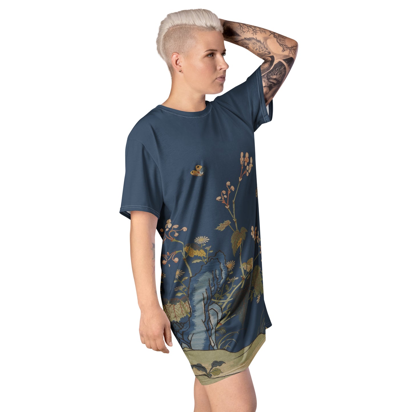 Kesi Flower Album｜Begonia Blossoms｜T-shirt dress｜Dark blue