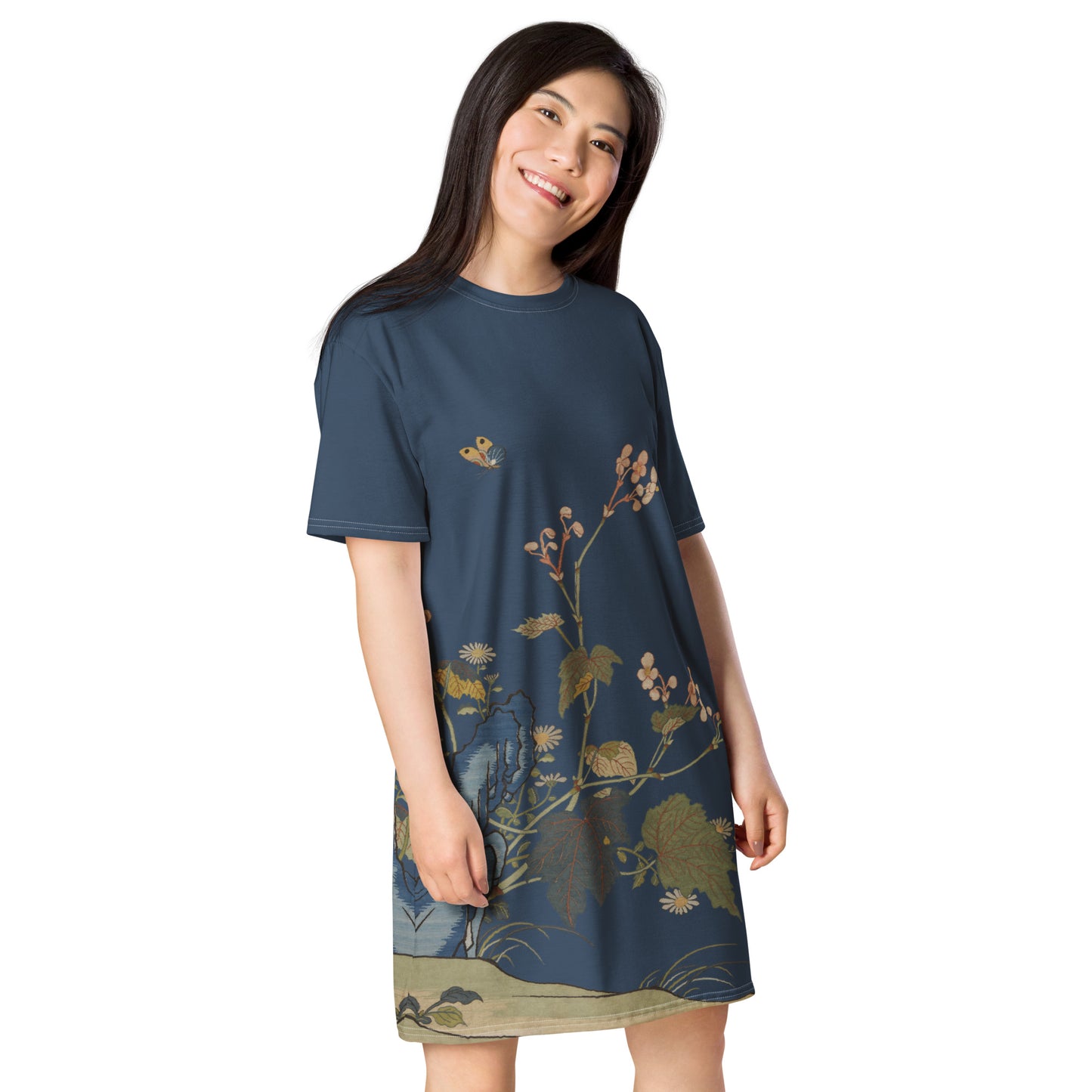 Kesi Flower Album｜Begonia Blossoms｜T-shirt dress｜Dark blue