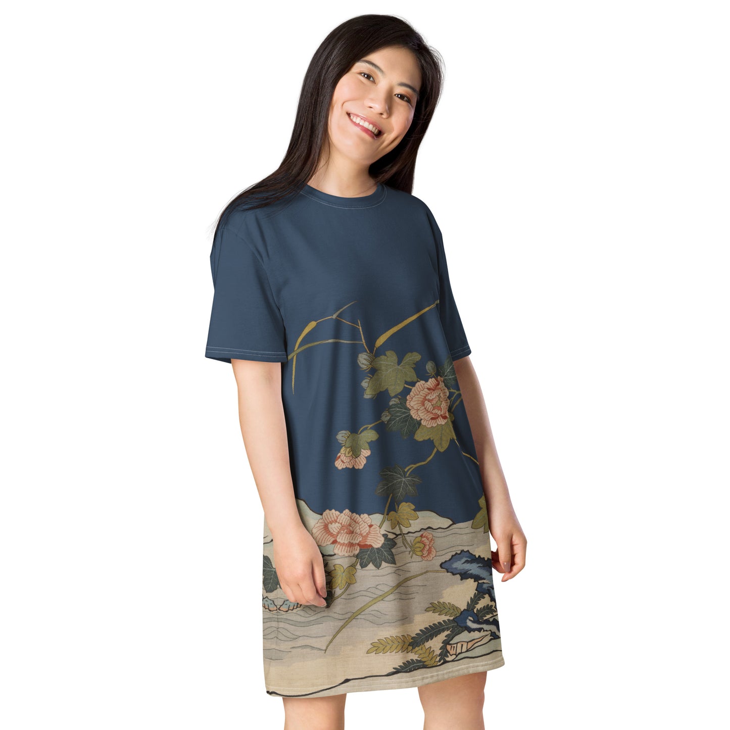 Kesi Flower Album｜Hibiscus by the Water｜T-shirt dress｜Dark blue