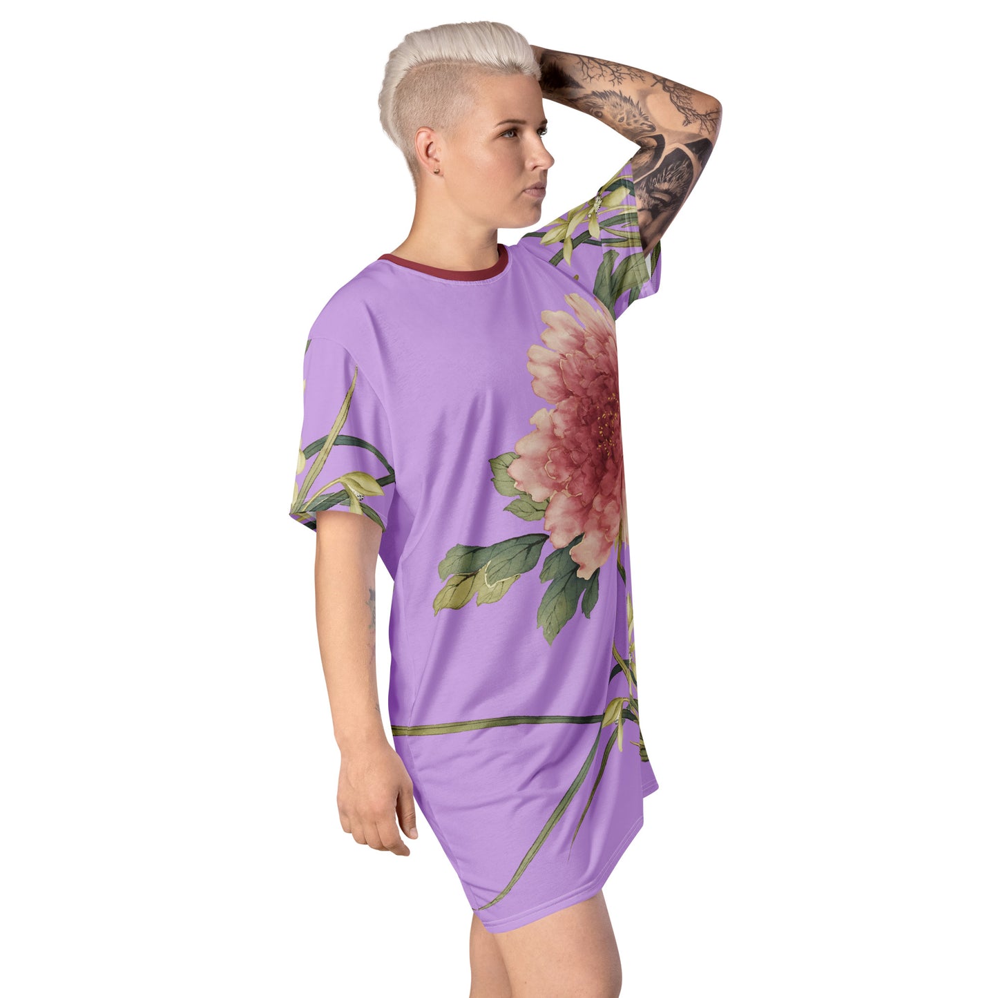 The Spirit of Flowers in Twelve Months｜Orchid and Tree Peony in Bloom｜T-shirt dress｜Lilac