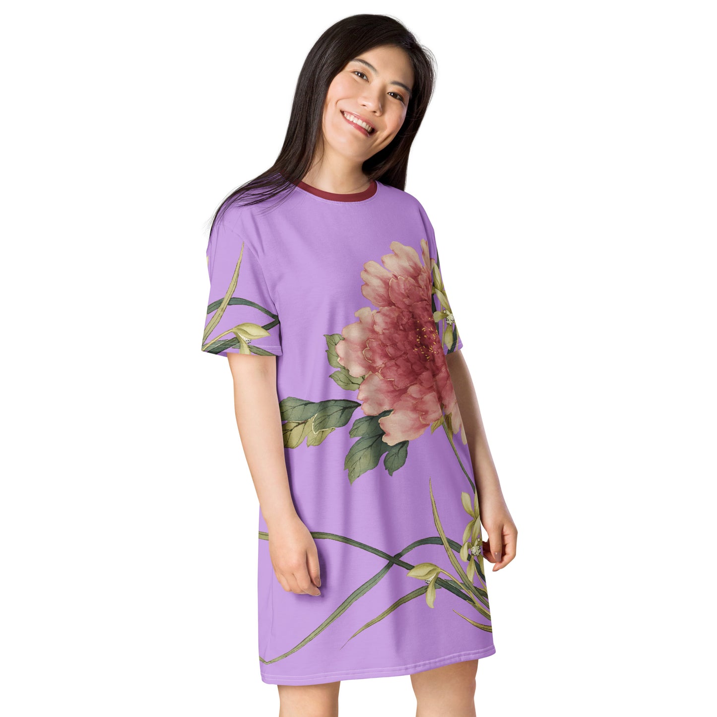 The Spirit of Flowers in Twelve Months｜Orchid and Tree Peony in Bloom｜T-shirt dress｜Lilac