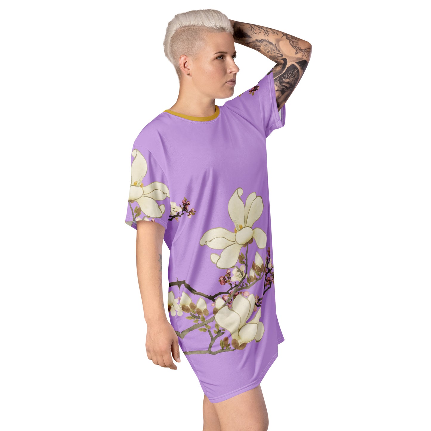 The Spirit of Flowers in Twelve Months｜Apricot and Lily Magnolia in Blossom｜T-shirt dress｜Lilac