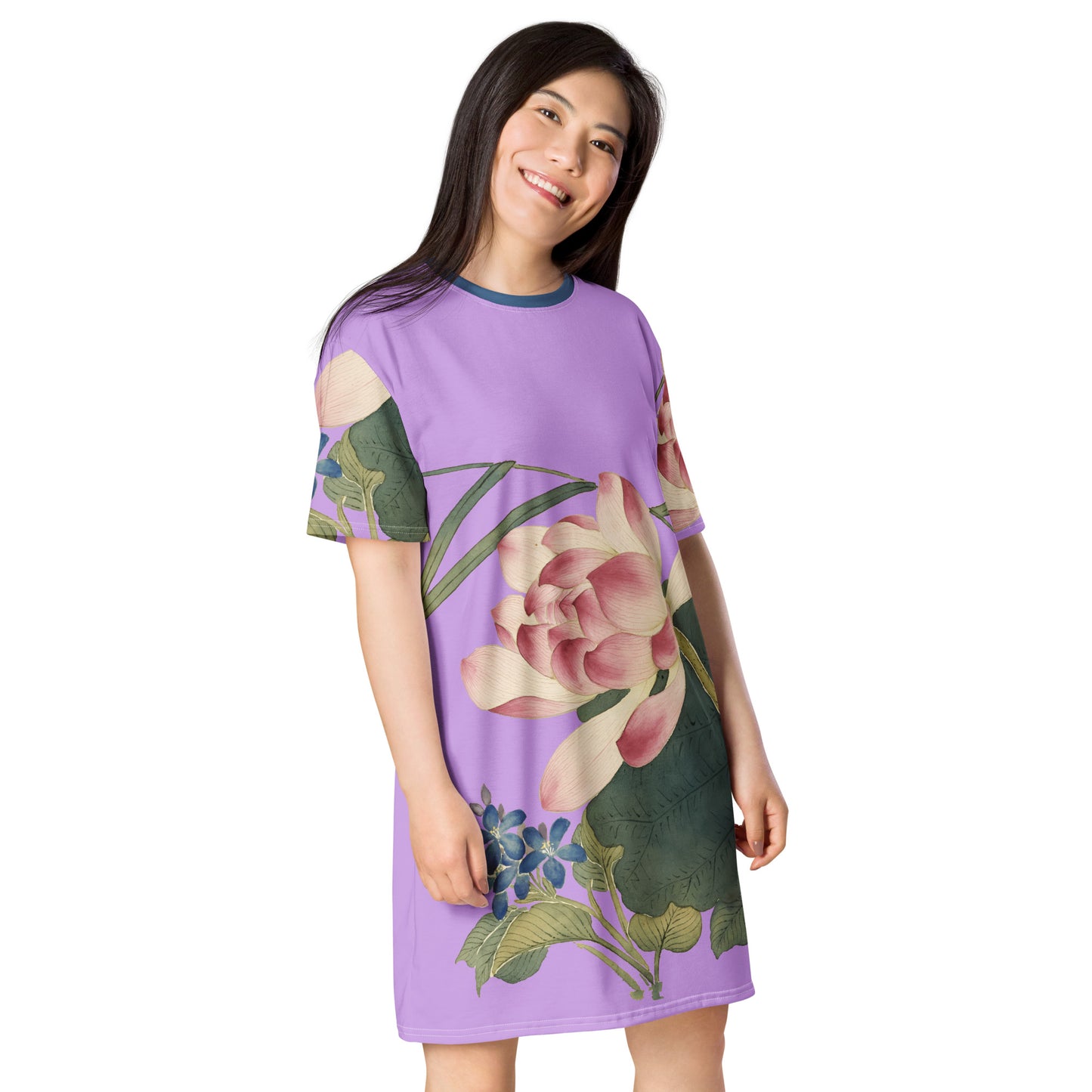 The Spirit of Flowers in Twelve Months｜Lotus in Bloom｜T-shirt dress｜Lilac