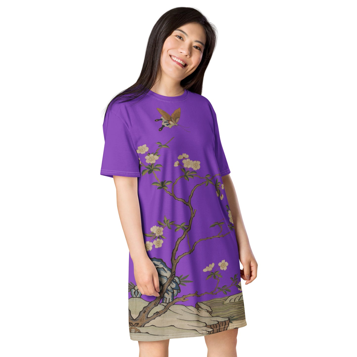 Kesi Flower Album｜Plum Blossoms and Butterfly｜T-shirt dress｜Purple