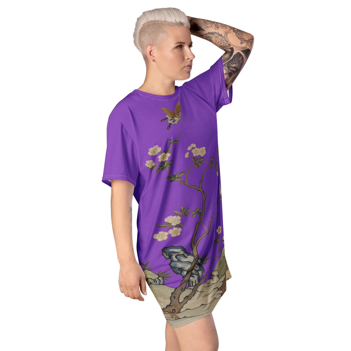 Kesi Flower Album｜Plum Blossoms and Butterfly｜T-shirt dress｜Purple