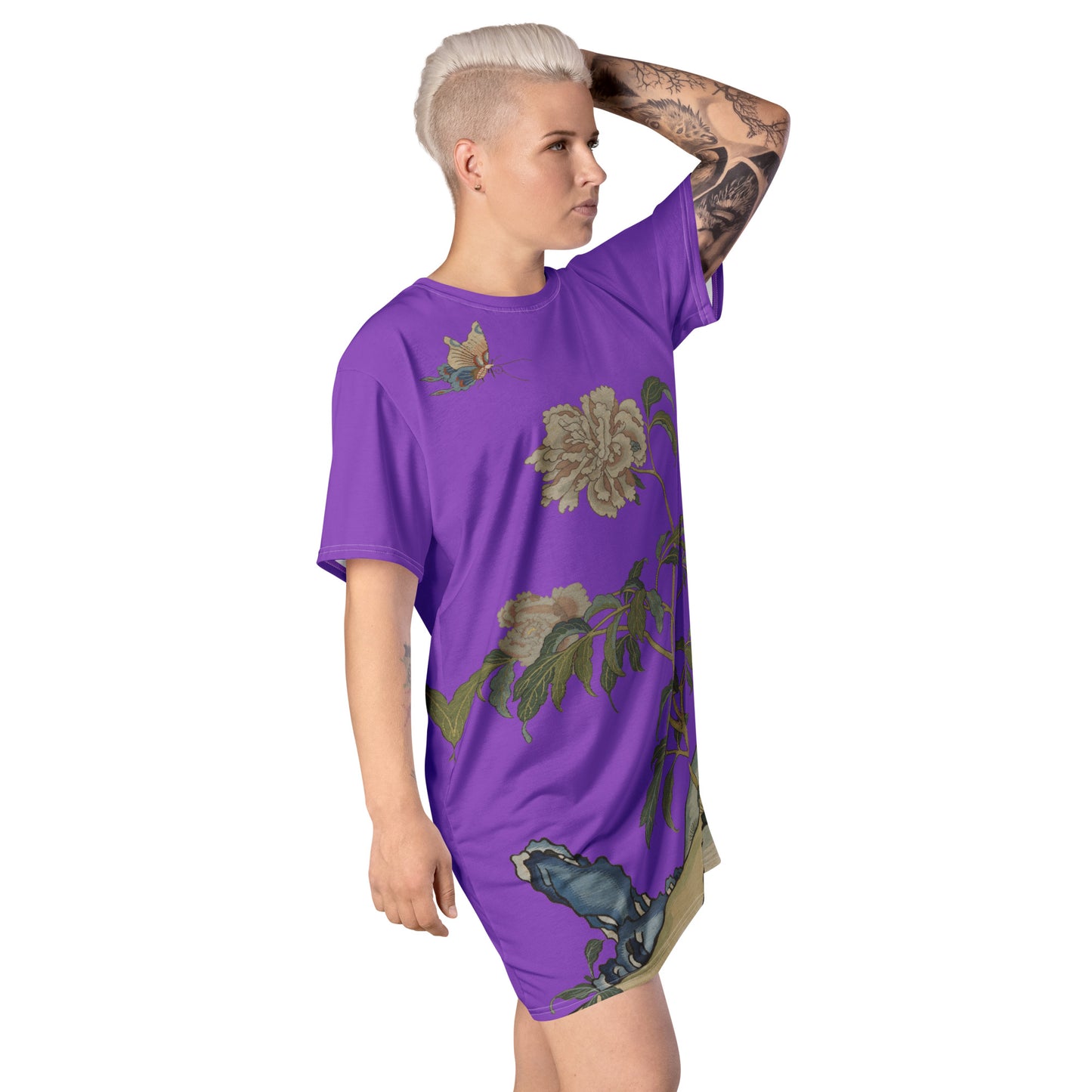 Kesi Flower Album｜Peonies and Butterfly｜T-shirt dress｜Purple