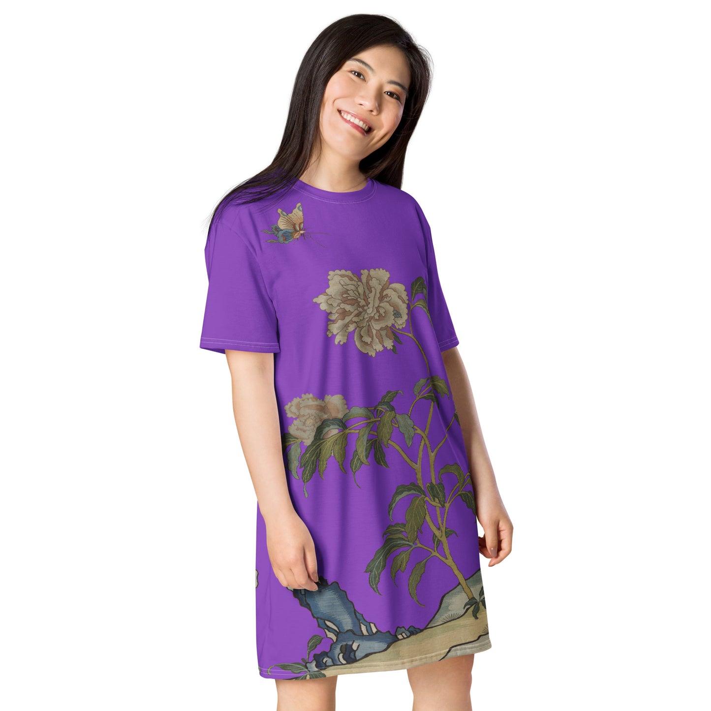 Kesi Flower Album｜Peonies and Butterfly｜T-shirt dress｜Purple