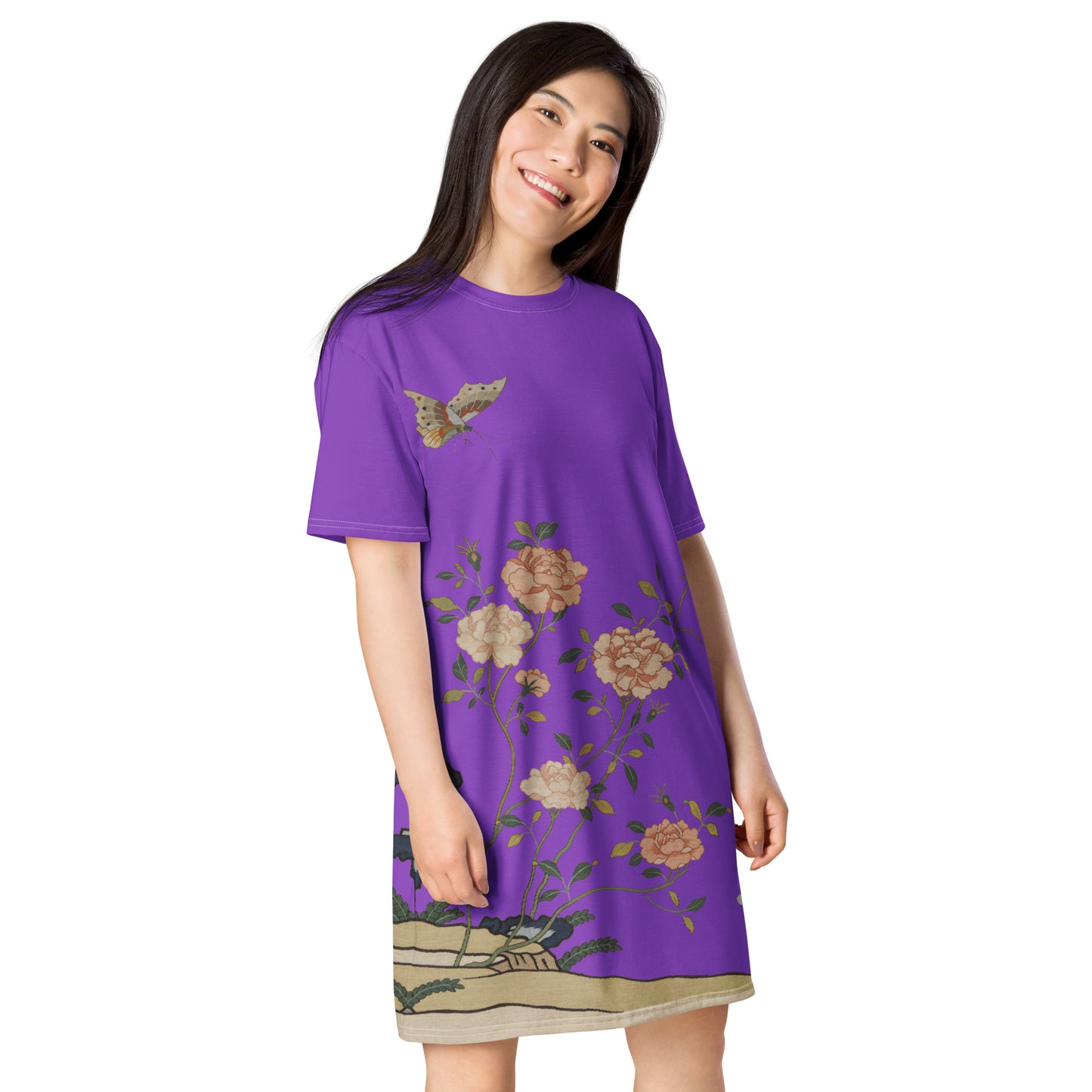 Kesi Flower Album｜Red Roses｜T-shirt dress｜Purple