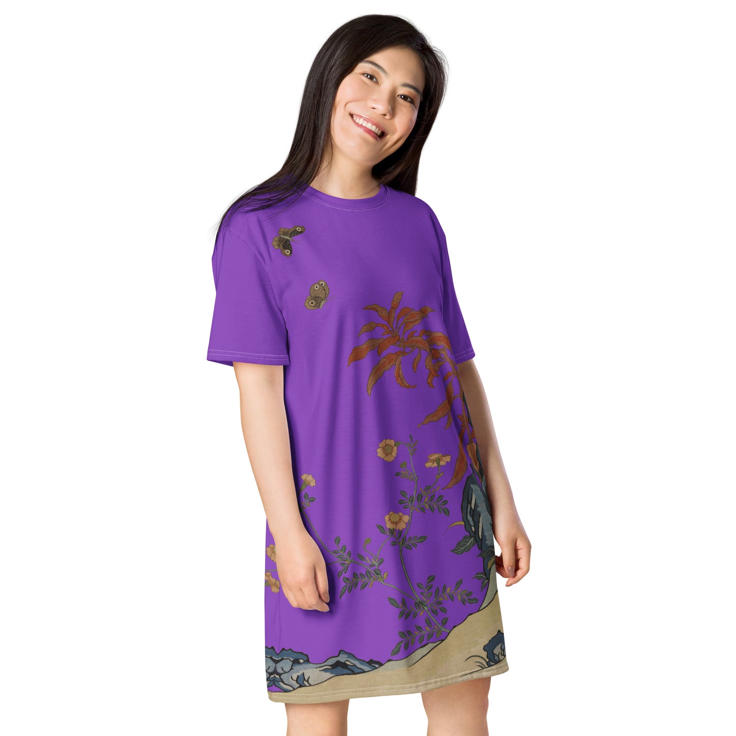 Kesi Flower Album｜Butterflies and Flowers｜T-shirt dress｜Purple