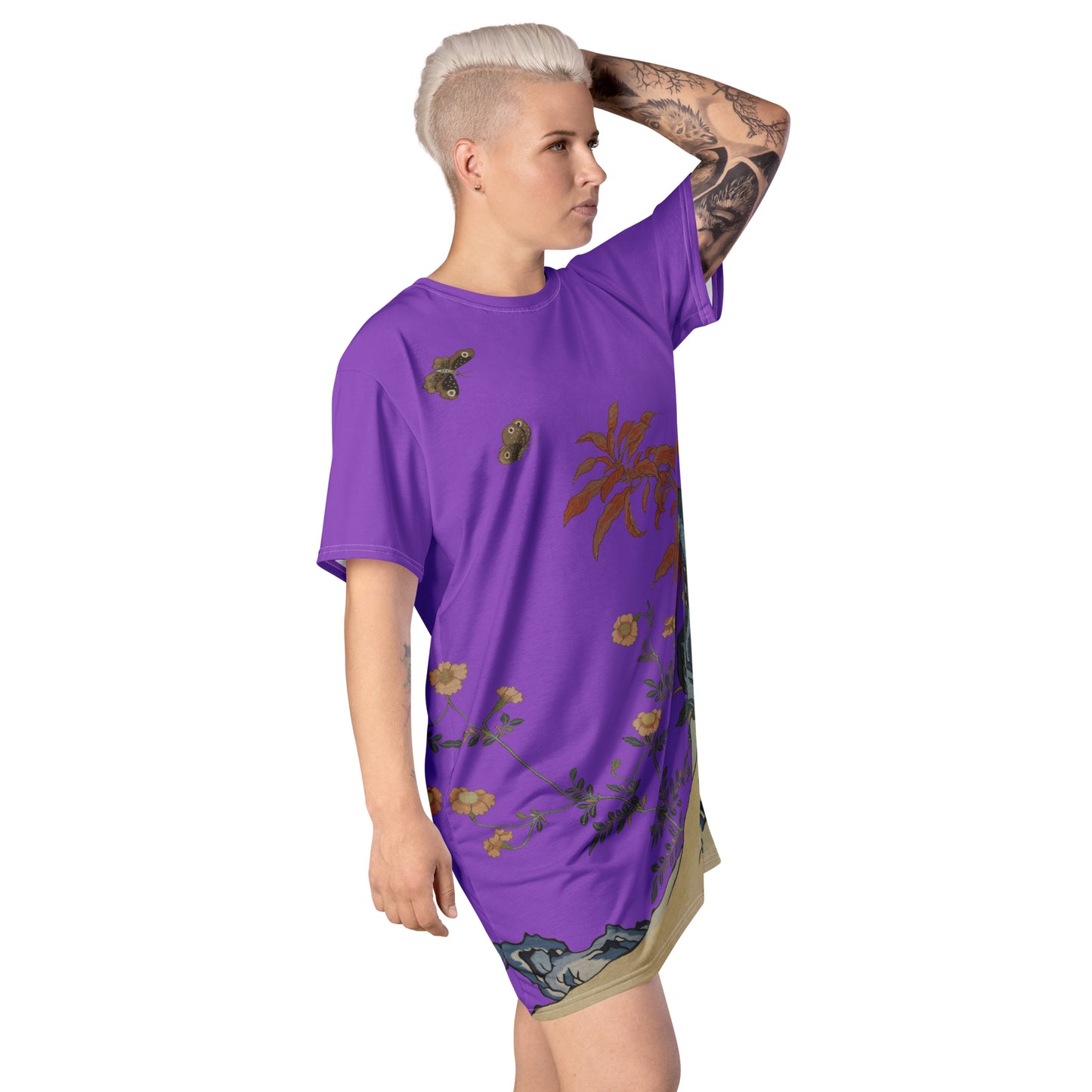 Kesi Flower Album｜Butterflies and Flowers｜T-shirt dress｜Purple