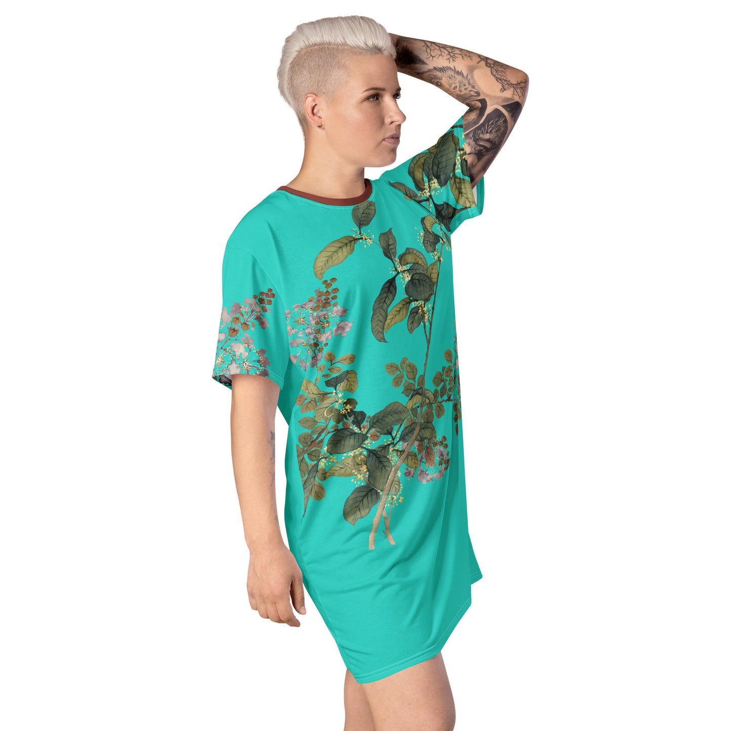 The Spirit of Flowers in Twelve Months｜Osmanthus and Crape Myrtle in Bloom｜T-shirt dress｜Turquoise