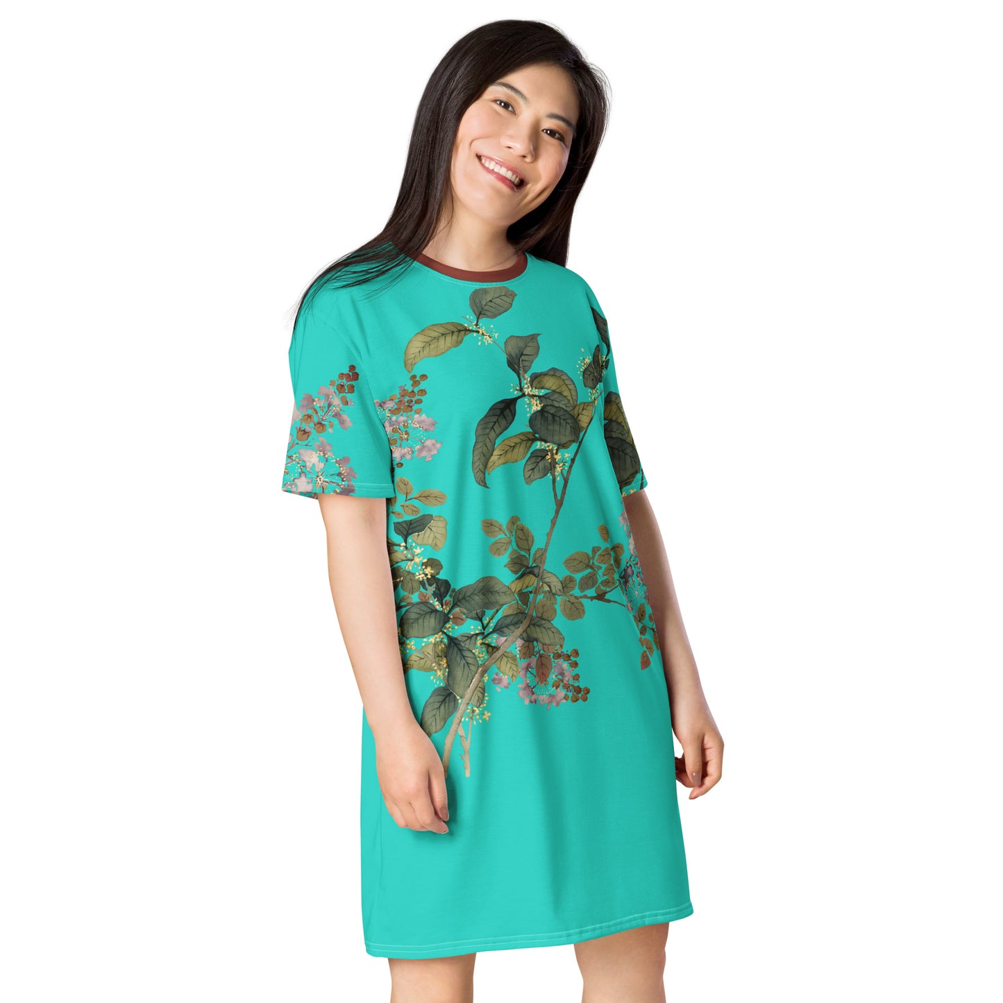 The Spirit of Flowers in Twelve Months｜Osmanthus and Crape Myrtle in Bloom｜T-shirt dress｜Turquoise