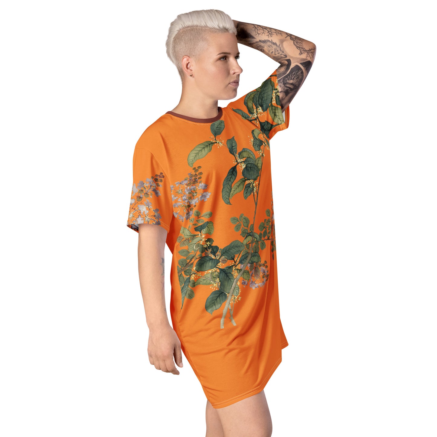 The Spirit of Flowers in Twelve Months｜Osmanthus and Crape Myrtle in Bloom｜T-shirt dress｜Orange