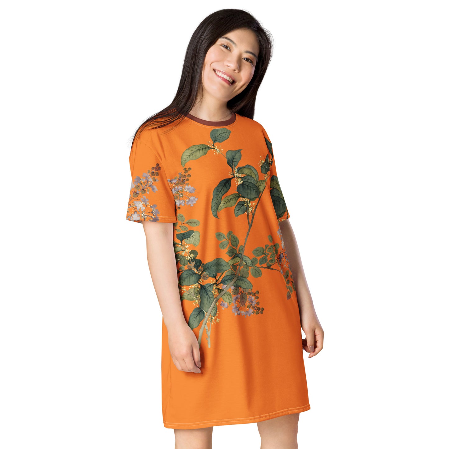 The Spirit of Flowers in Twelve Months｜Osmanthus and Crape Myrtle in Bloom｜T-shirt dress｜Orange