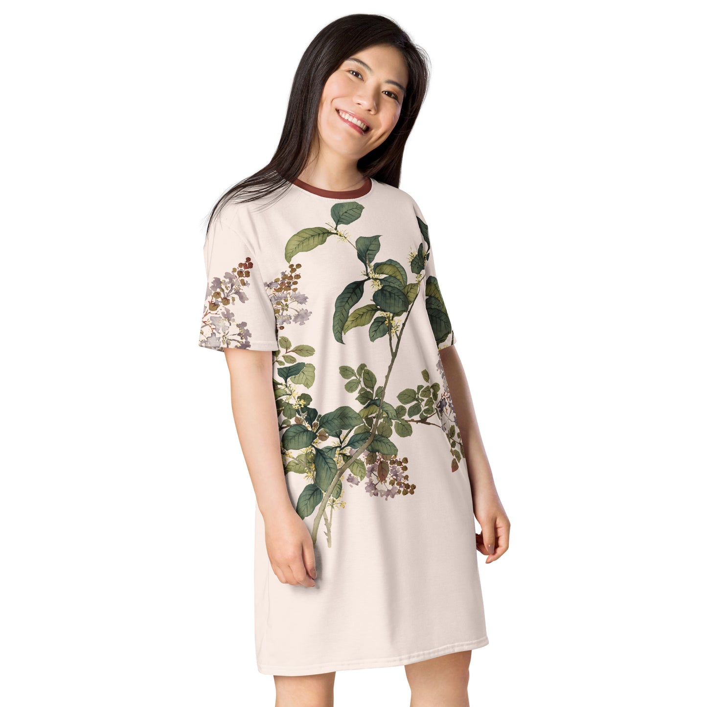 The Spirit of Flowers in Twelve Months｜Osmanthus and Crape Myrtle in Bloom｜T-shirt dress｜Fish belly white