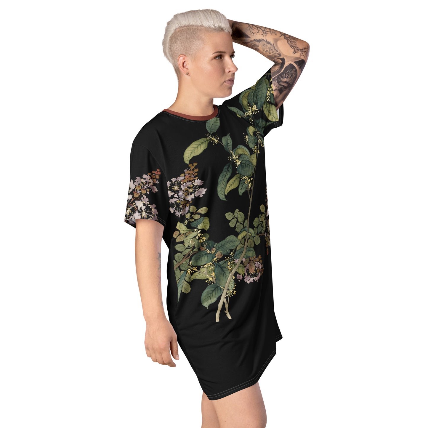 The Spirit of Flowers in Twelve Months｜Osmanthus and Crape Myrtle in Bloom｜T-shirt dress｜Black