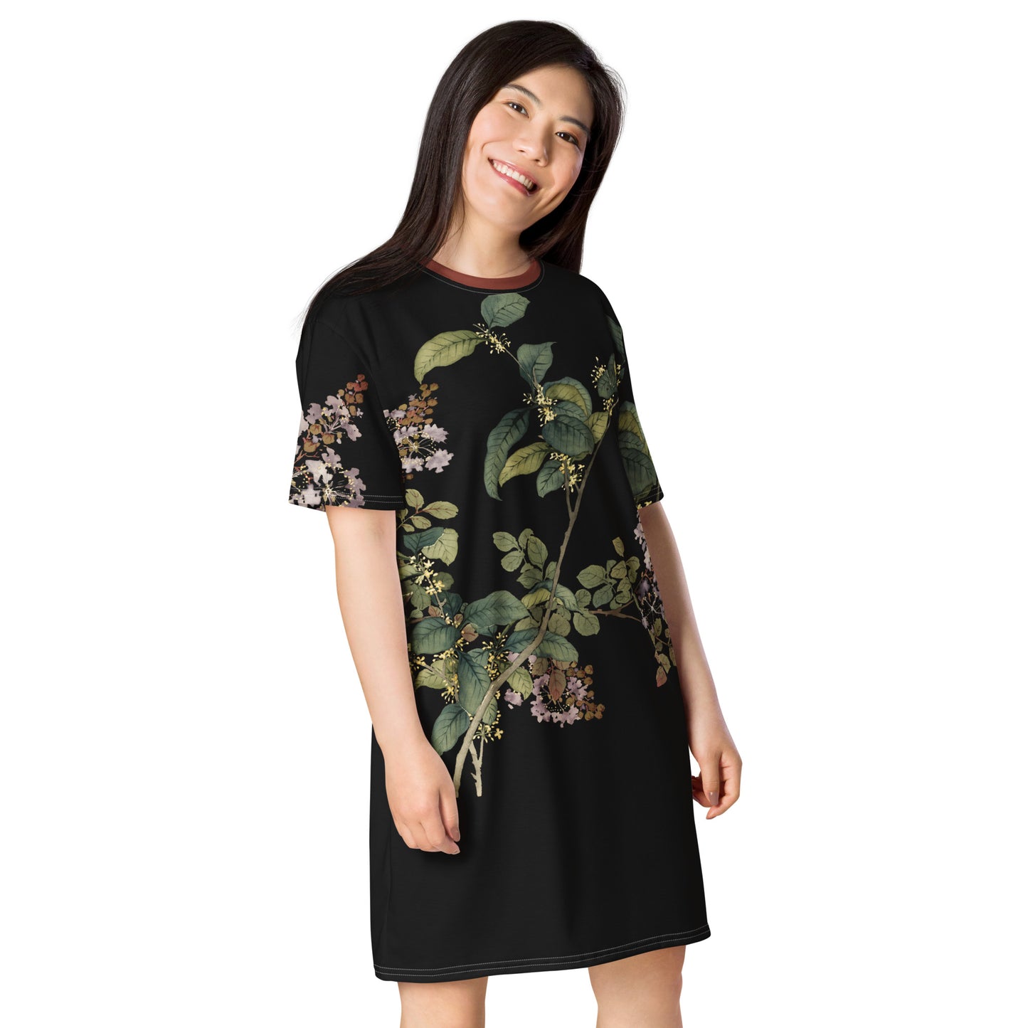 The Spirit of Flowers in Twelve Months｜Osmanthus and Crape Myrtle in Bloom｜T-shirt dress｜Black