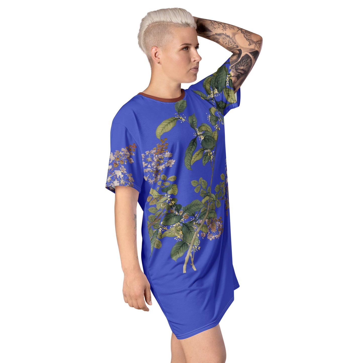 The Spirit of Flowers in Twelve Months｜Osmanthus and Crape Myrtle in Bloom｜T-shirt dress｜Royal blue