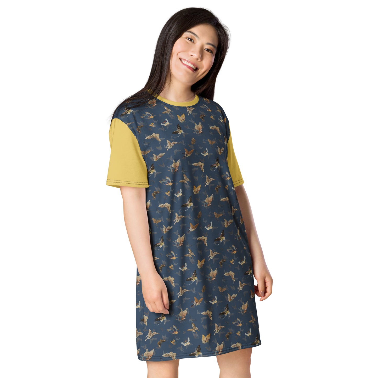 Butterfly dancing｜T-shirt dress｜Dark blue