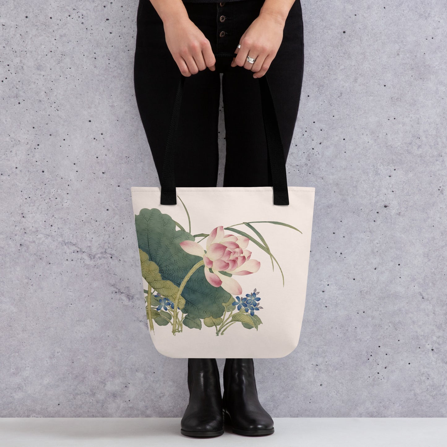 The Spirit of Flowers in Twelve Months｜Lotus in Bloom｜Tote bag｜Fish belly white