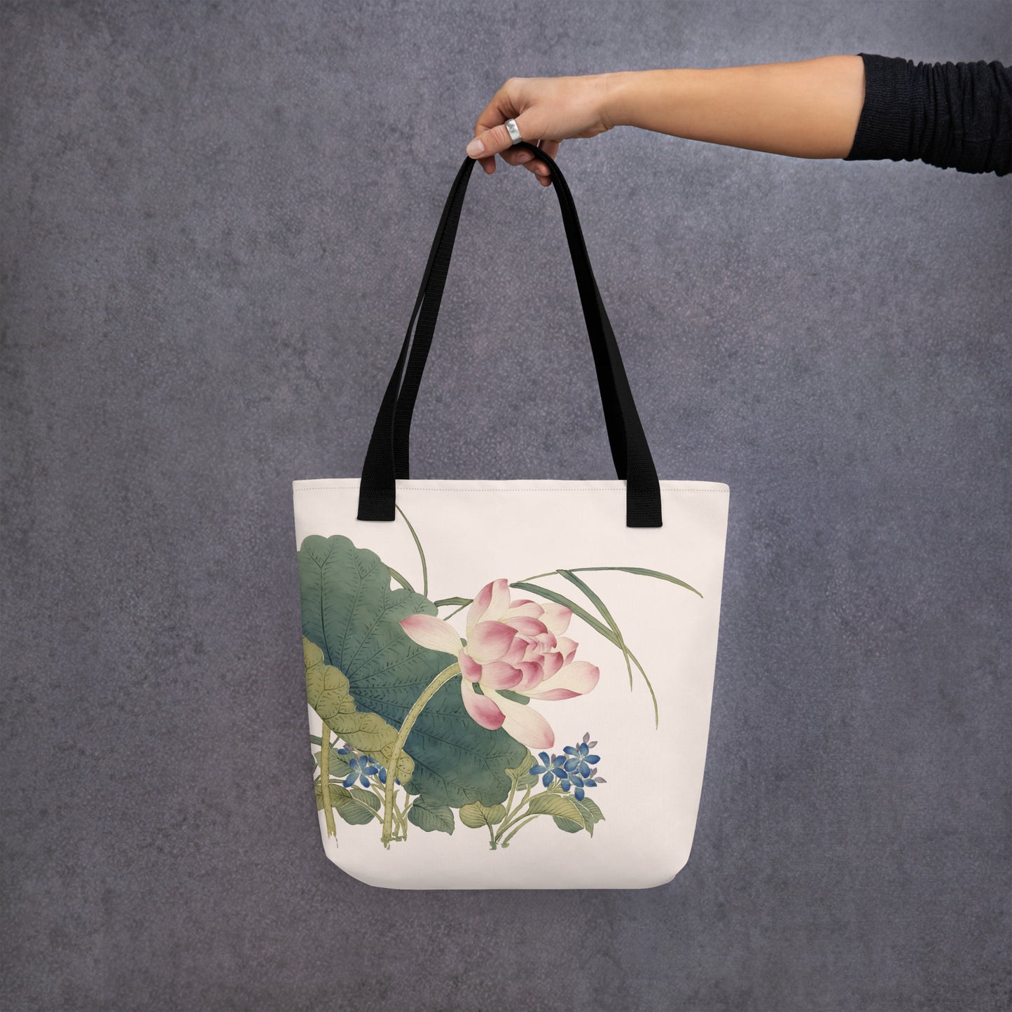 The Spirit of Flowers in Twelve Months｜Lotus in Bloom｜Tote bag｜Fish belly white