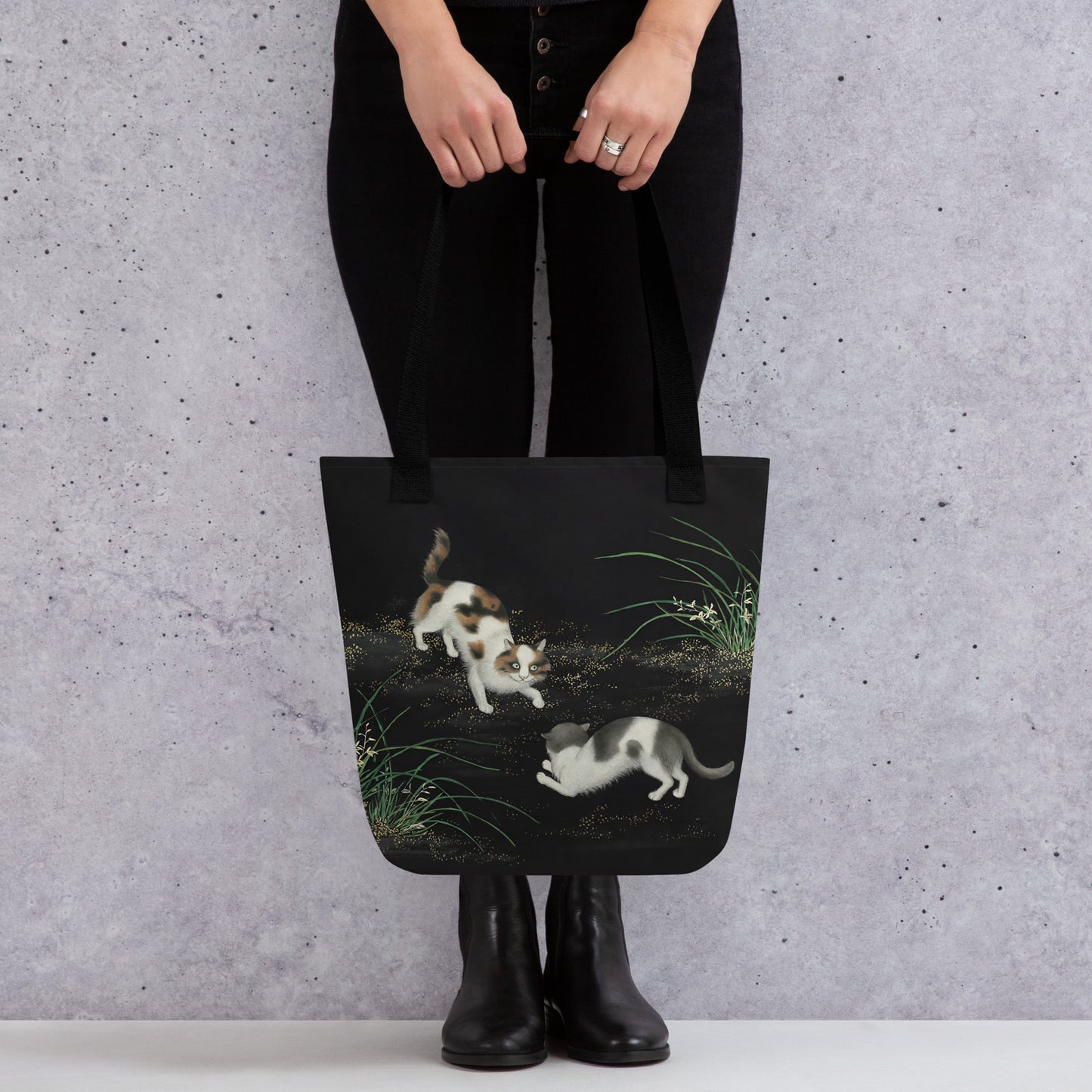 Cats And Butterflies Of Longevity｜Two Cats amidst the Orchids in Bloom｜Tote bag