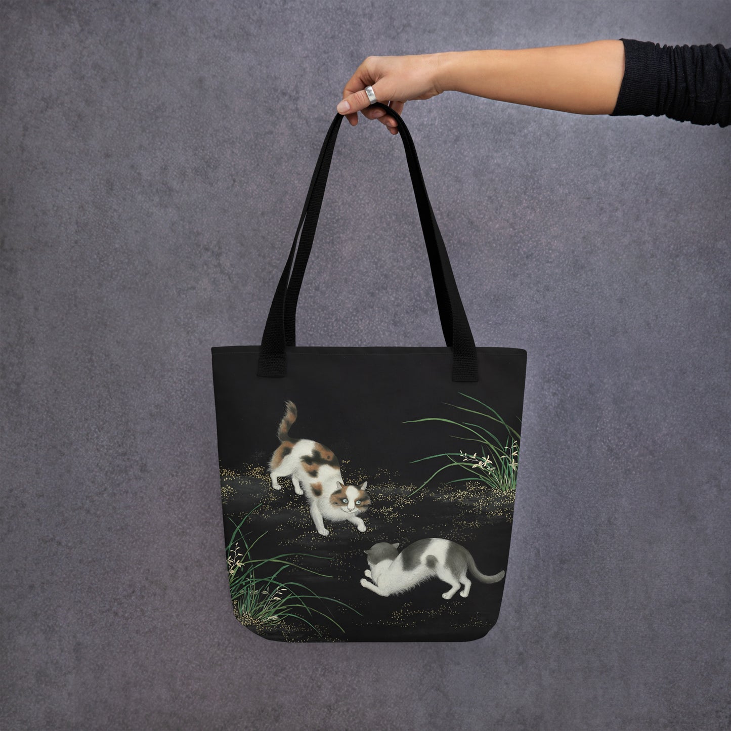 Cats And Butterflies Of Longevity｜Two Cats amidst the Orchids in Bloom｜Tote bag