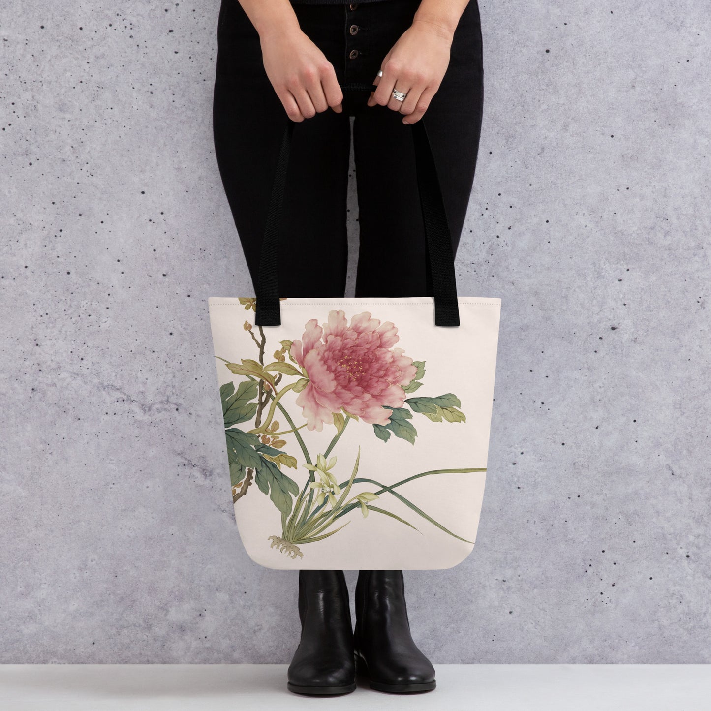 The Spirit of Flowers in Twelve Months｜Orchid and Tree Peony in Bloom｜Tote bag｜Fish belly white