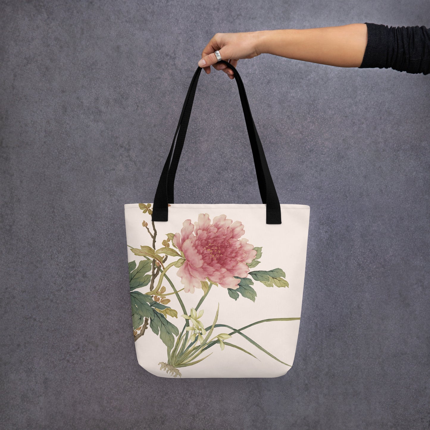 The Spirit of Flowers in Twelve Months｜Orchid and Tree Peony in Bloom｜Tote bag｜Fish belly white