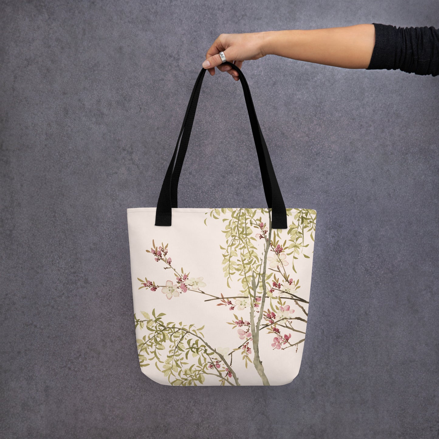 The Spirit of Flowers in Twelve Months｜Willow and Peach Blossom｜Tote bag｜Fish belly white