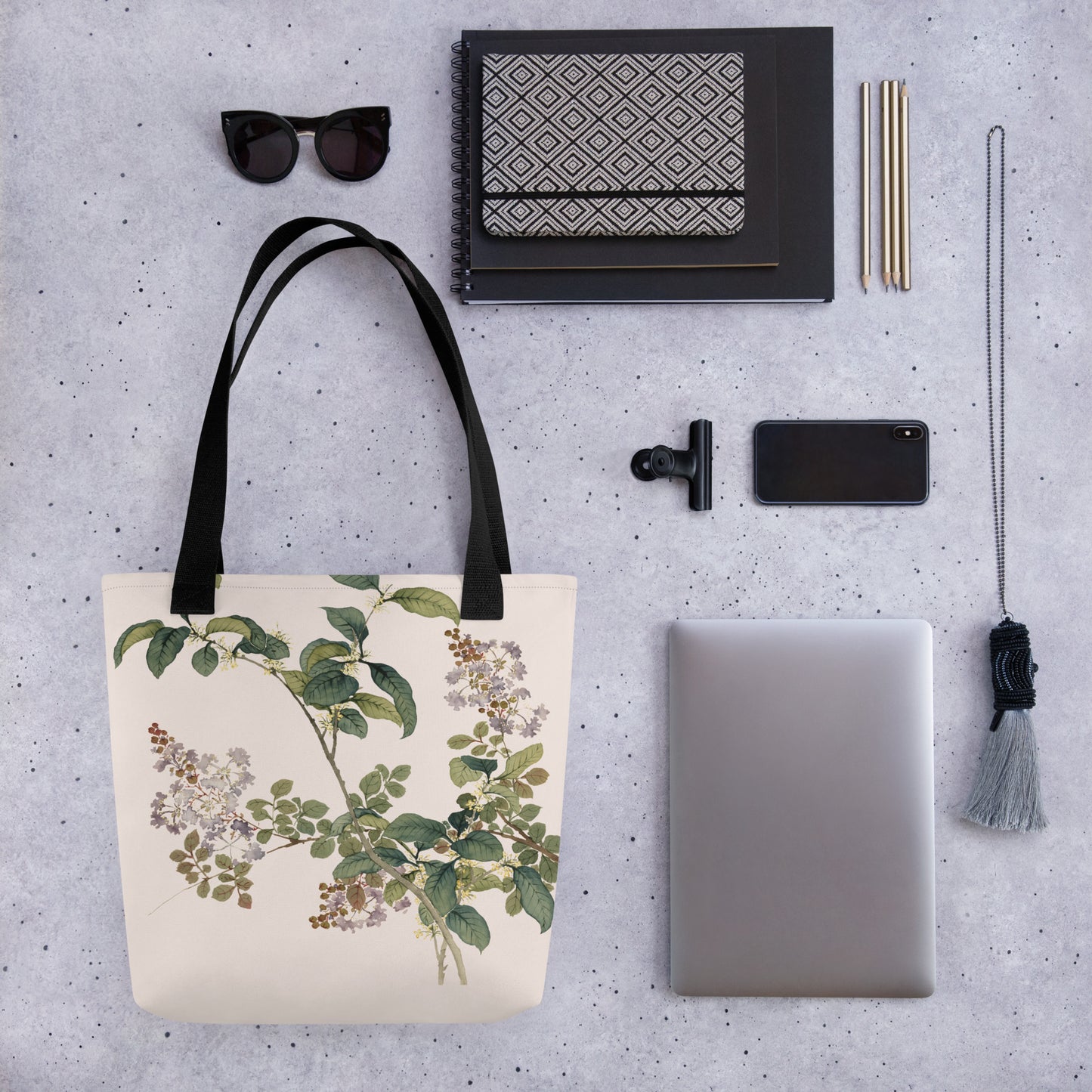 The Spirit of Flowers in Twelve Months｜Osmanthus and Crape Myrtle in Bloom｜Tote bag｜Fish belly white