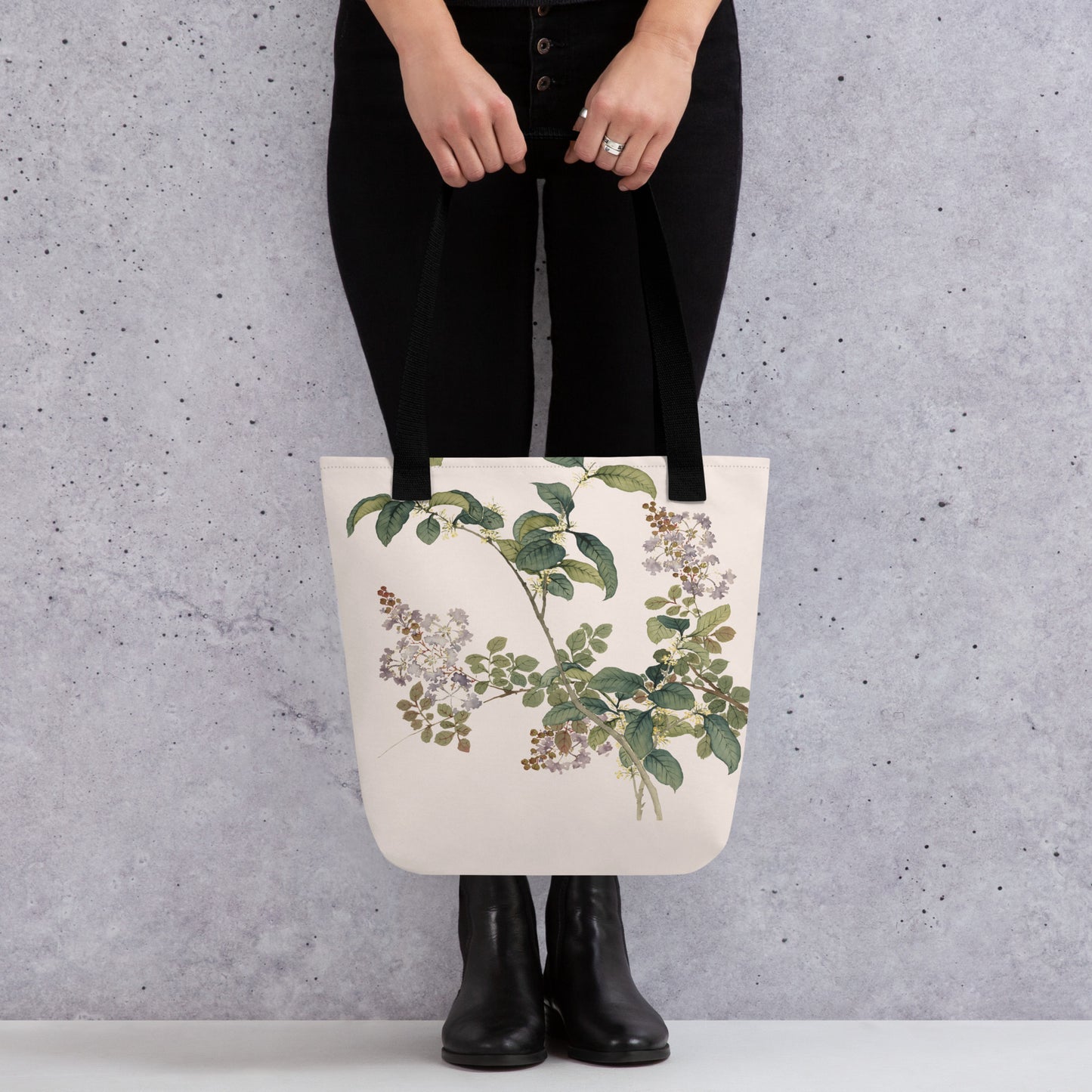 The Spirit of Flowers in Twelve Months｜Osmanthus and Crape Myrtle in Bloom｜Tote bag｜Fish belly white