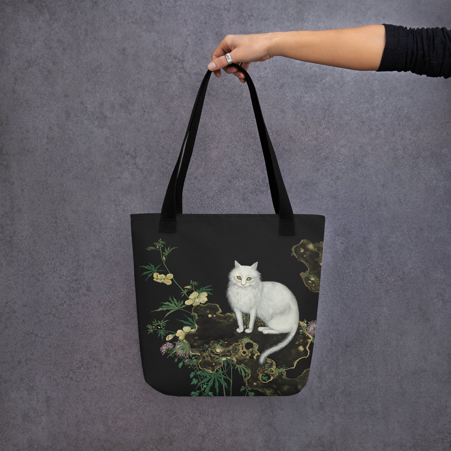 Cats And Butterflies Of Longevity｜A Cat amidst the Blooming Chrysanthemum and Okra｜Tote bag