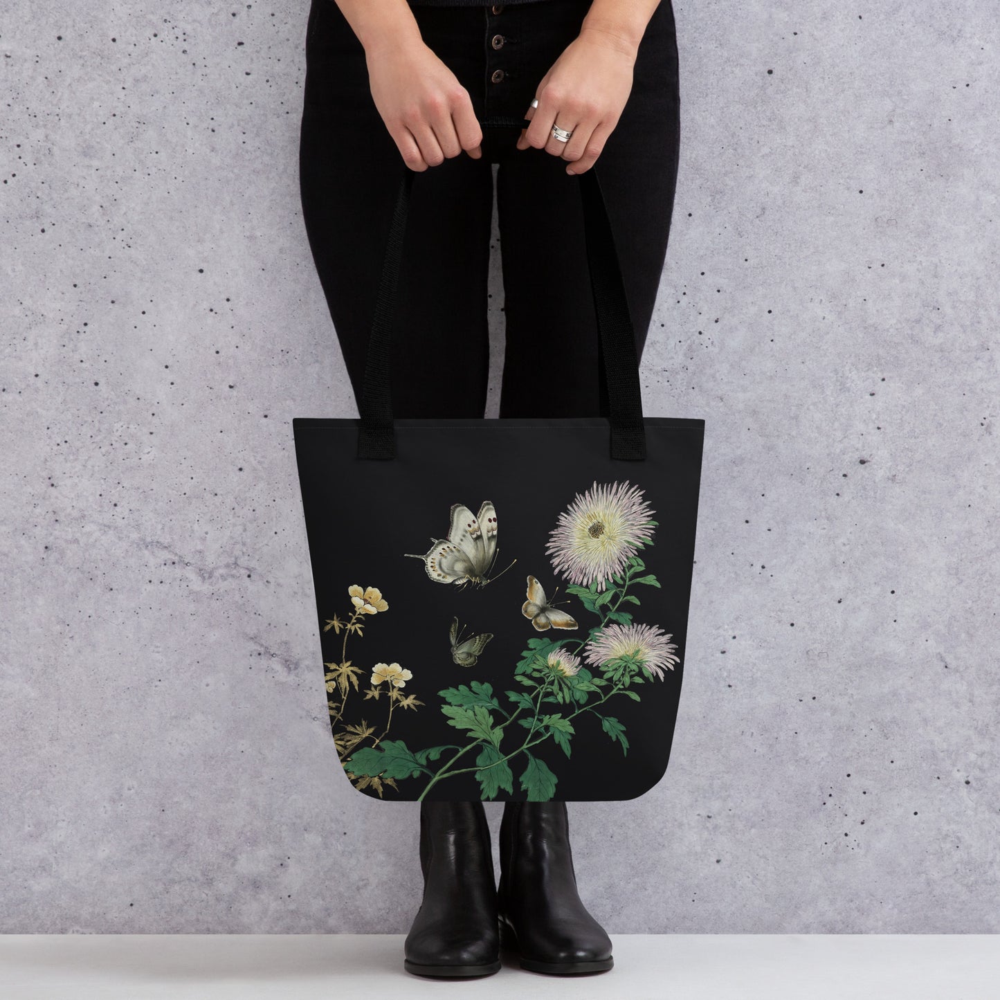 Cats And Butterflies Of Longevity｜Butterflies amidst the Blooming Chrysanthemum and Okra｜Tote bag