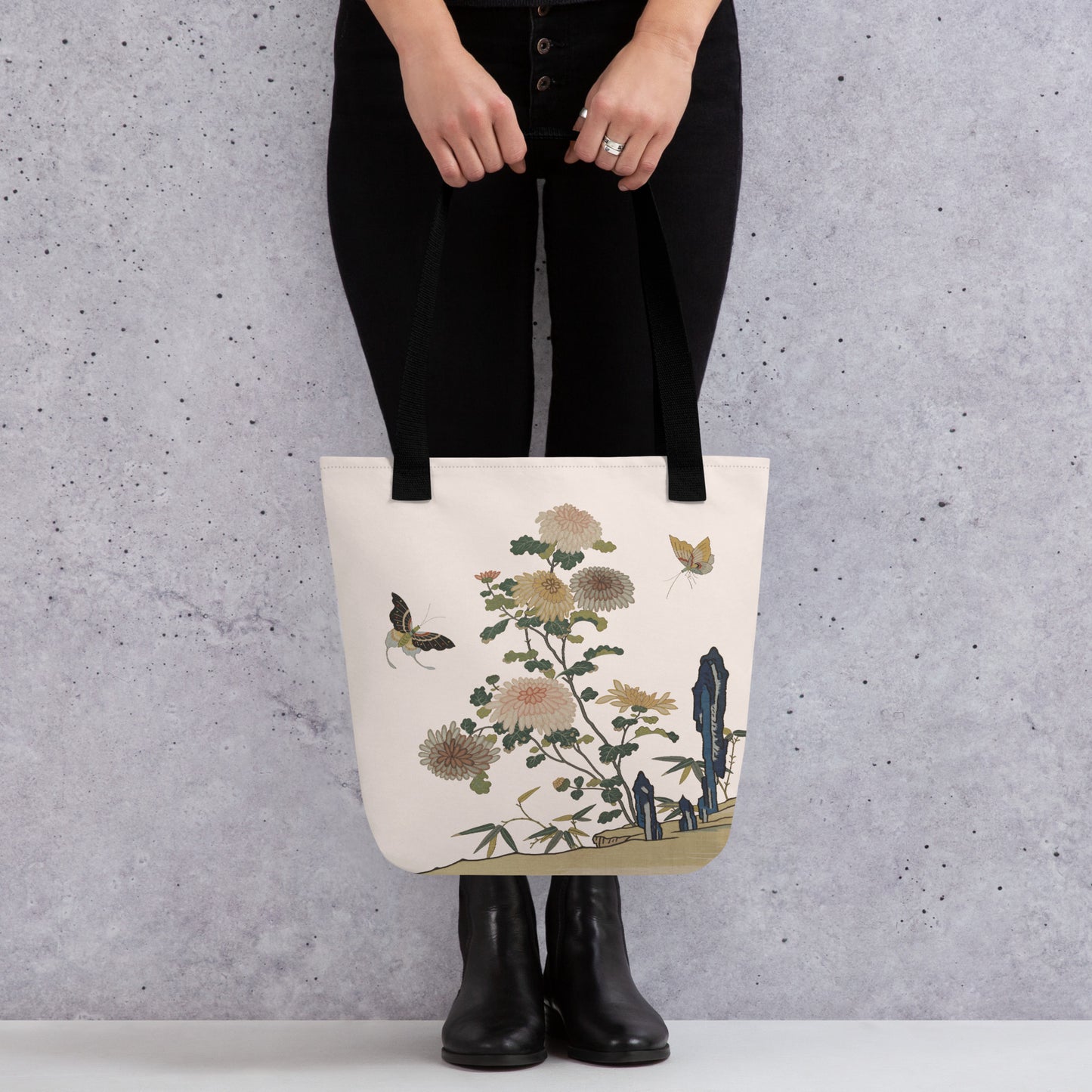 Kesi Flower Album｜Chrysanthemums and Butterflies｜Tote bag｜Fish belly white