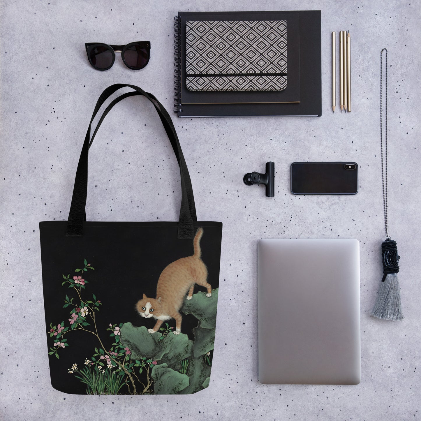 Cats And Butterflies Of Longevity｜A Cat by the Narcissus in Bloom｜Tote bag