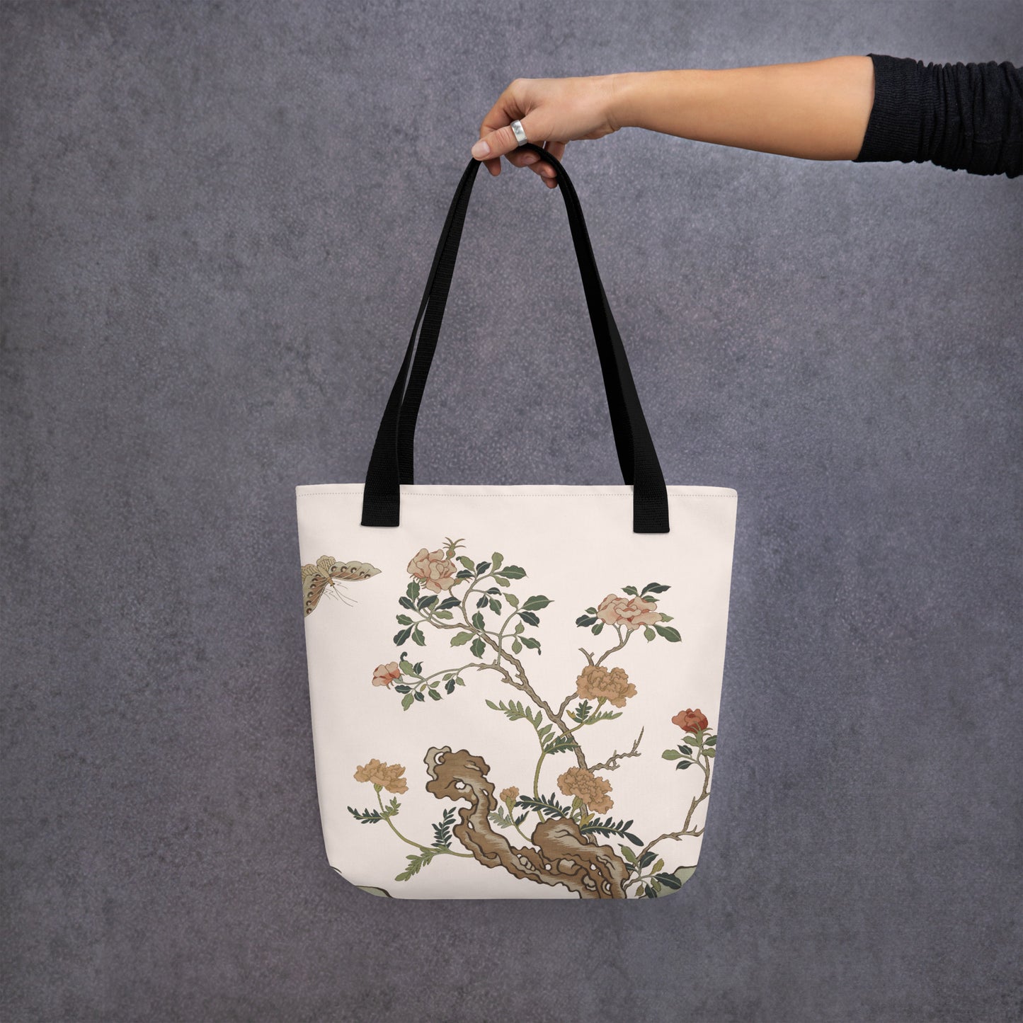 Kesi Flower Album｜Camellia and Butterfly｜Tote bag｜Fish belly white