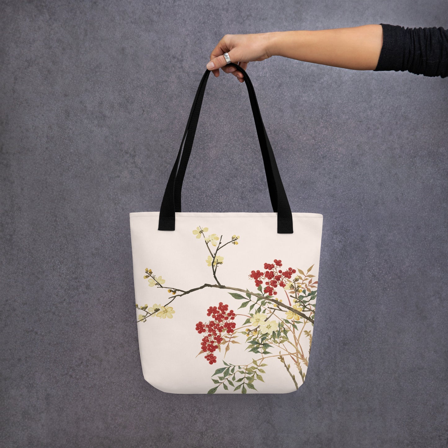 The Spirit of Flowers in Twelve Months｜Blooming Wintersweet and Heavenly Bamboo｜Tote bag｜Fish belly white