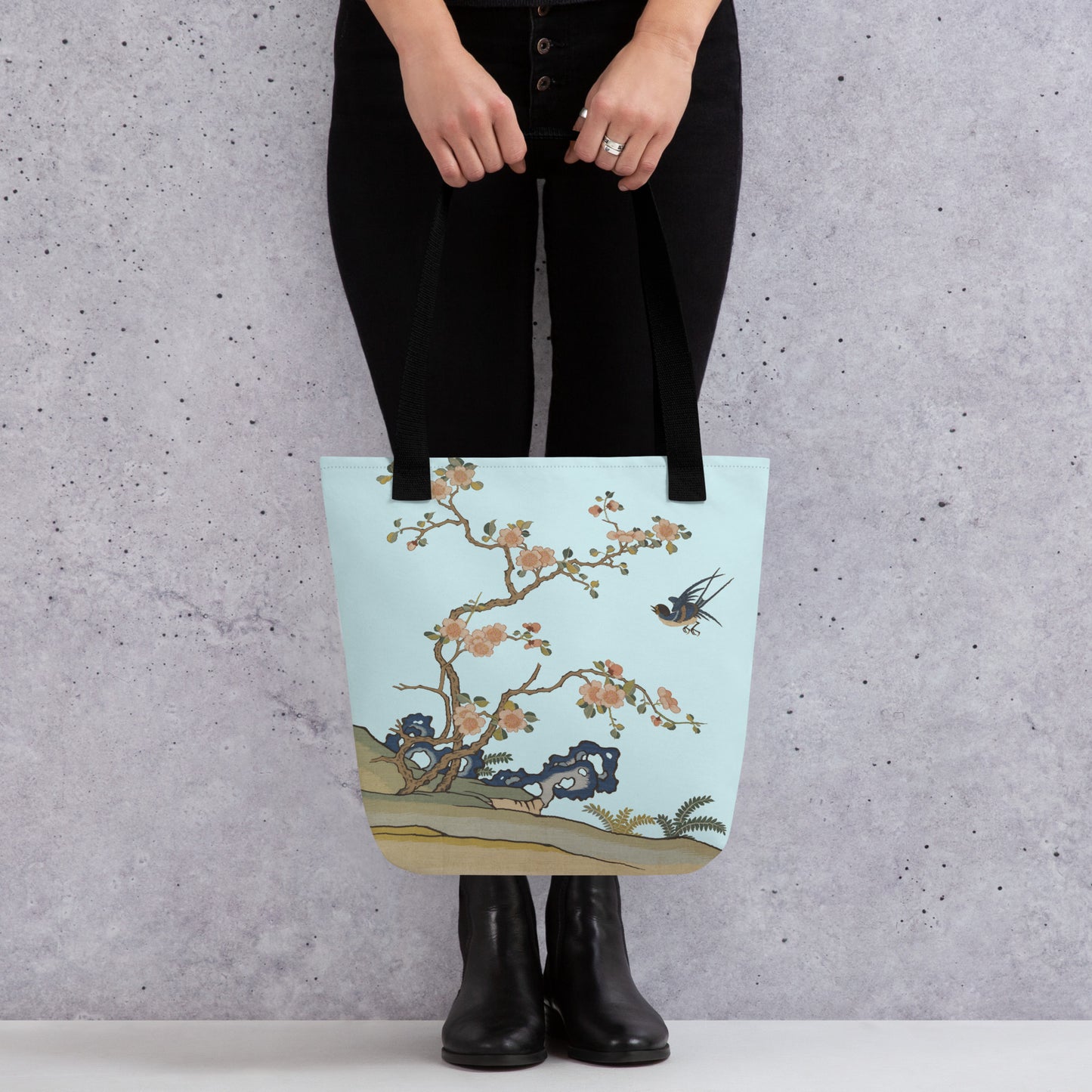 Kesi Flower Album｜Swallow in Flight, Harbinger of Spring｜Tote bag｜Aqua blue