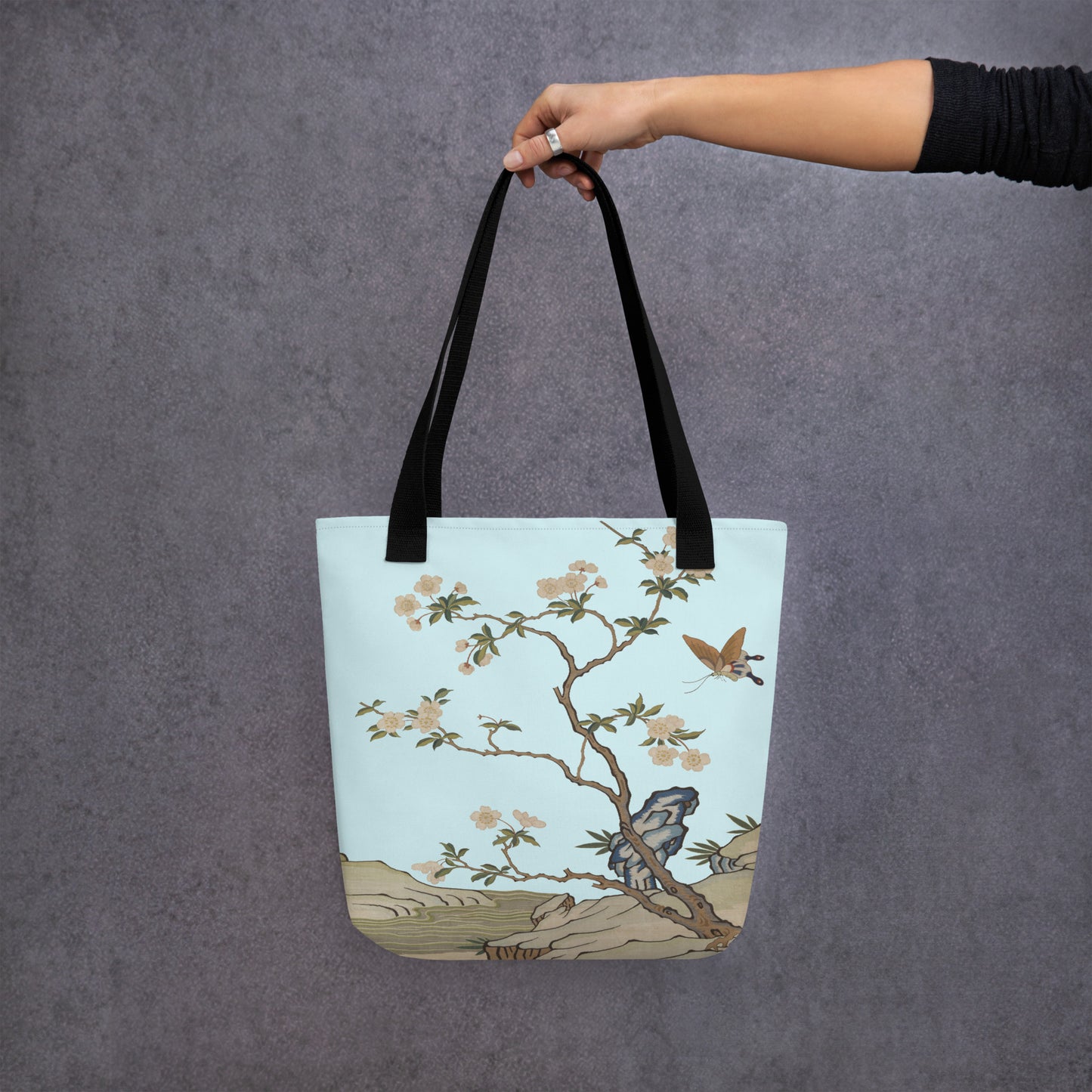 Kesi Flower Album｜Plum Blossoms and Butterfly｜Tote bag｜Aqua blue