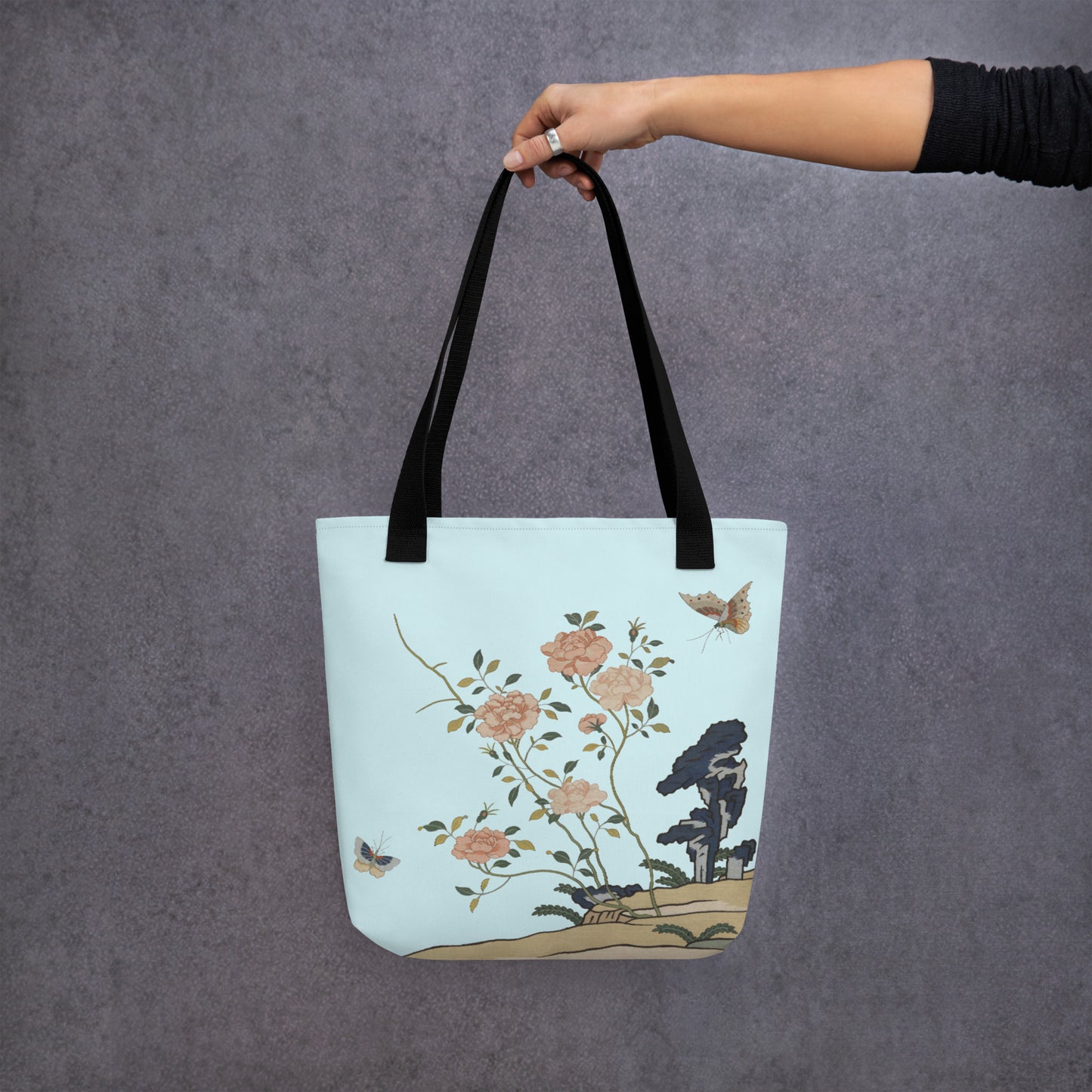 Kesi Flower Album｜Red Roses｜Tote bag｜Aqua blue